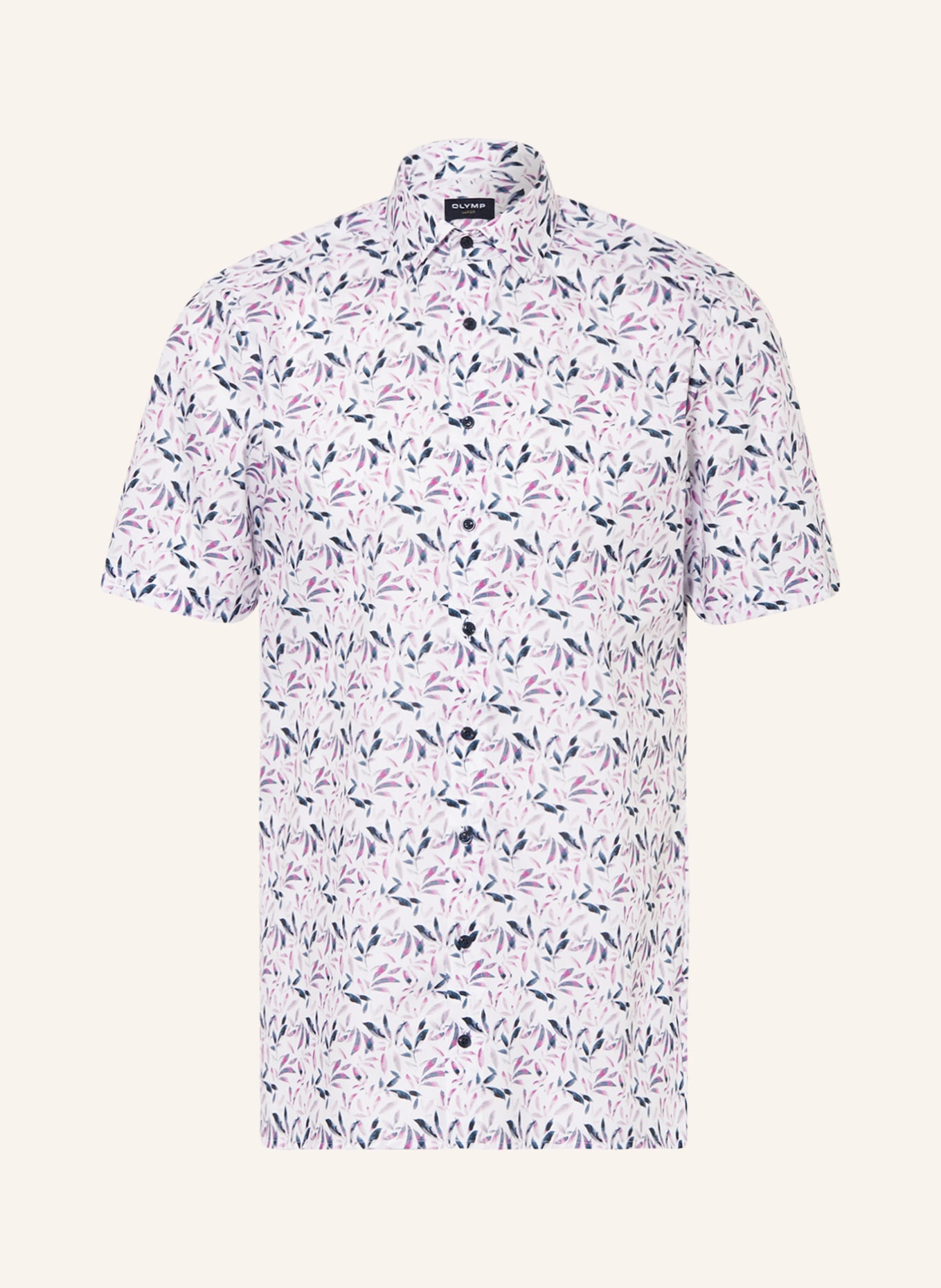 OLYMP Kurzarm-Hemd LUXOR modern fit: WEISS / PINK