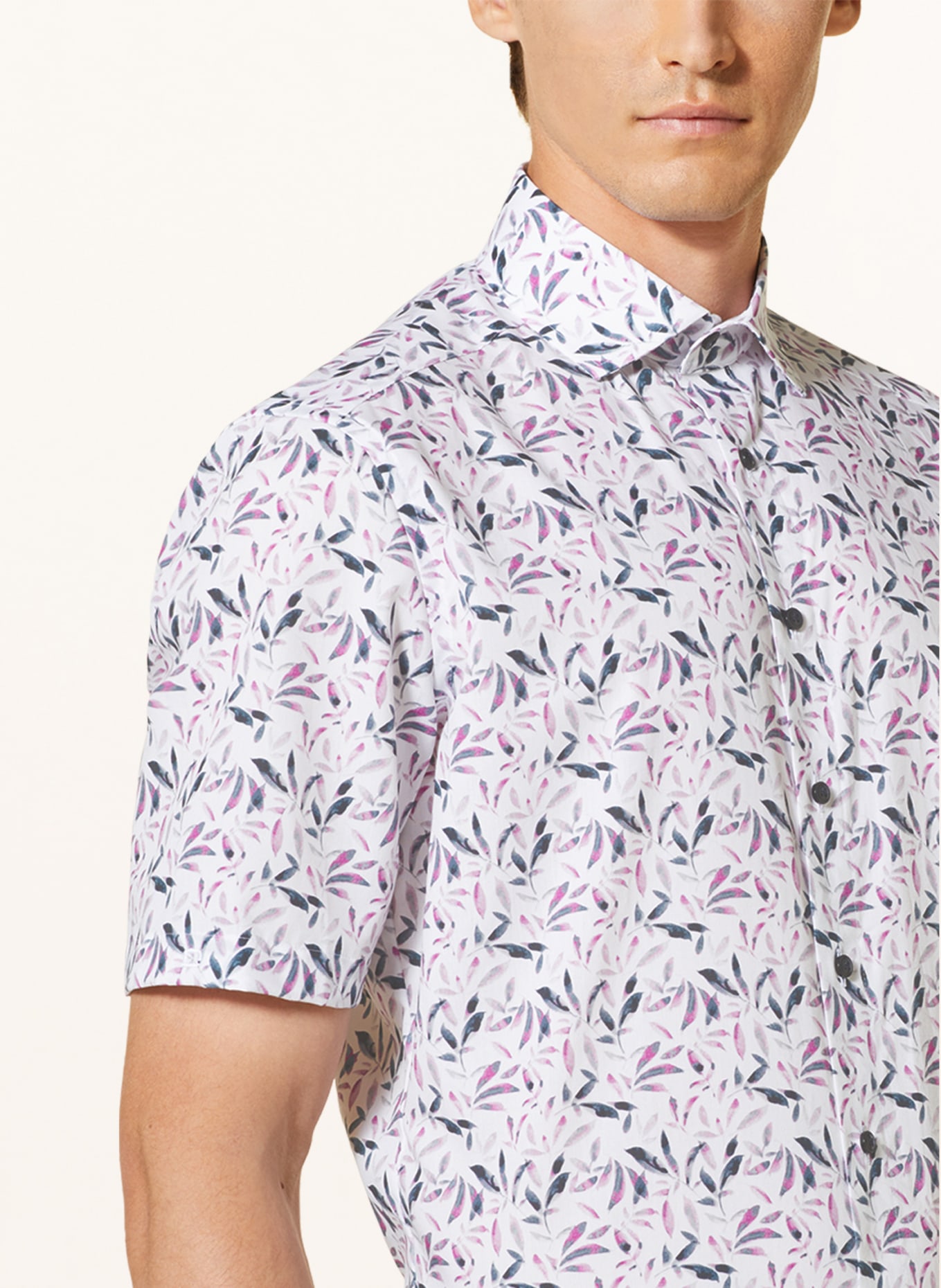 OLYMP Kurzarm-Hemd LUXOR modern fit: WEISS / PINK