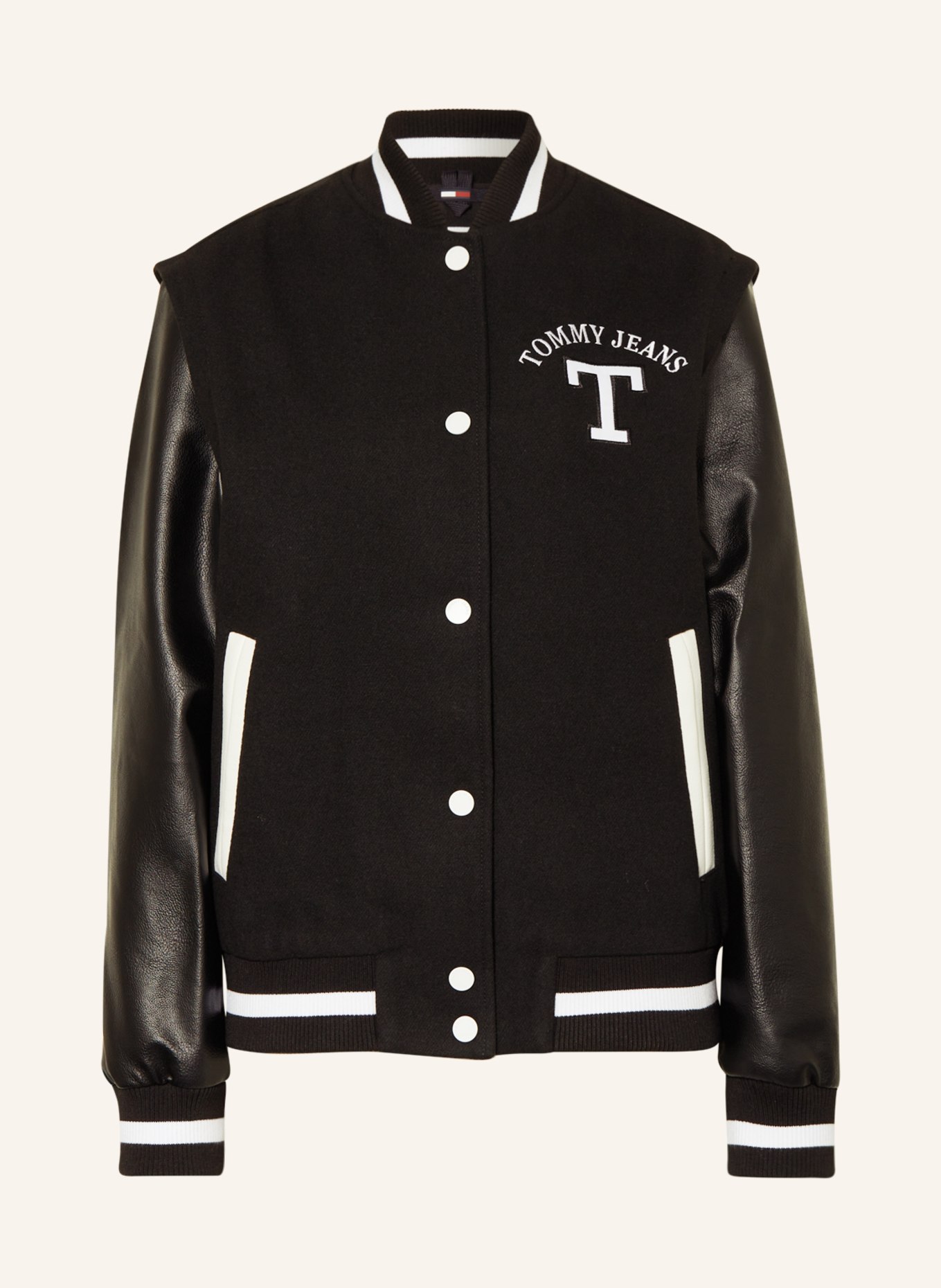 TOMMY JEANS College jacket in mixed materials, Color: BLACK/ WHITE (Image 1)