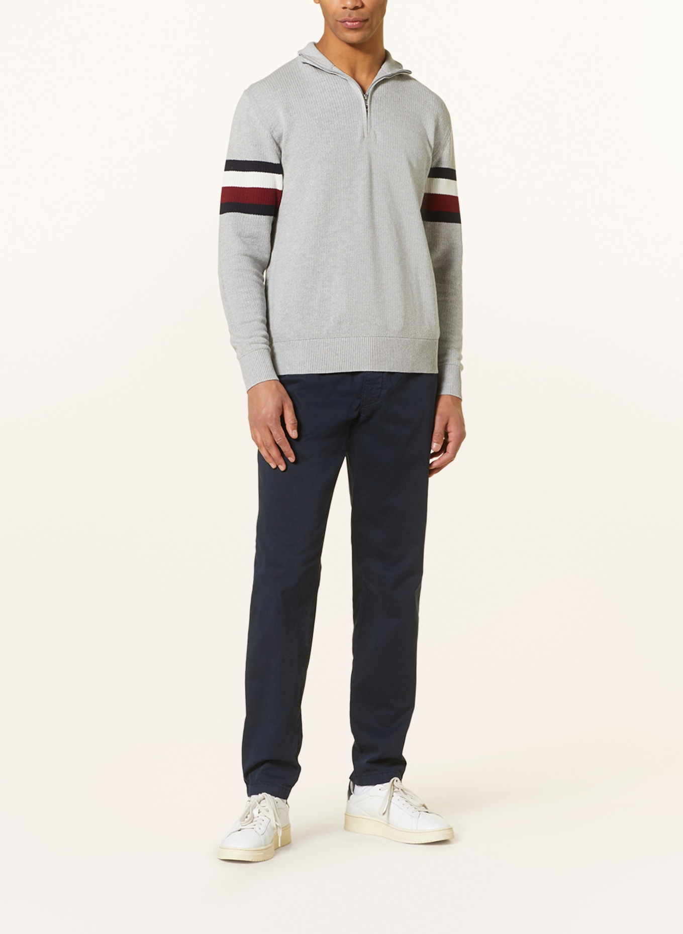 TOMMY HILFIGER Half-zip sweater, Color: GRAY/ DARK RED/ DARK BLUE (Image 2)
