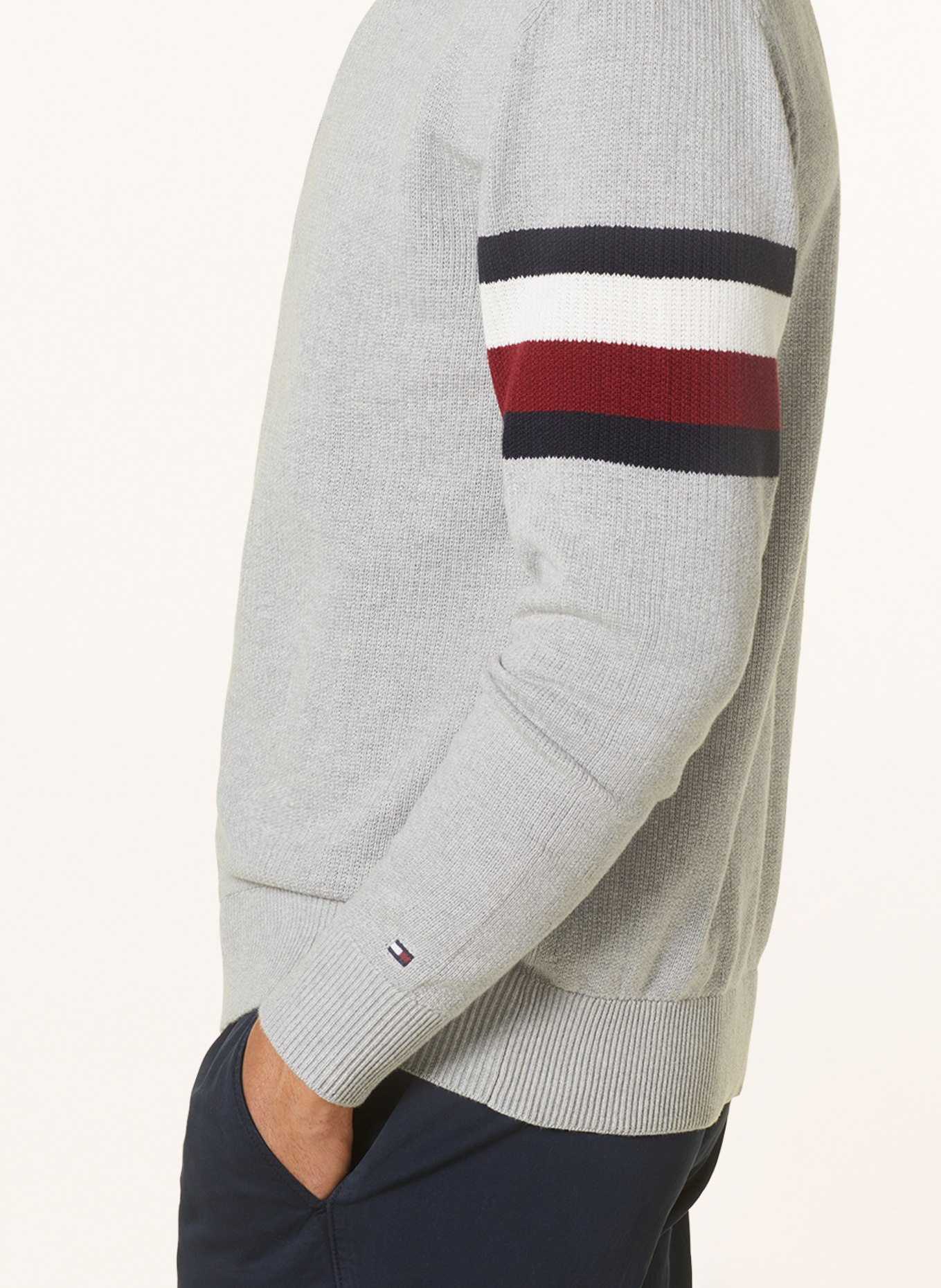 TOMMY HILFIGER Half-zip sweater, Color: GRAY/ DARK RED/ DARK BLUE (Image 4)