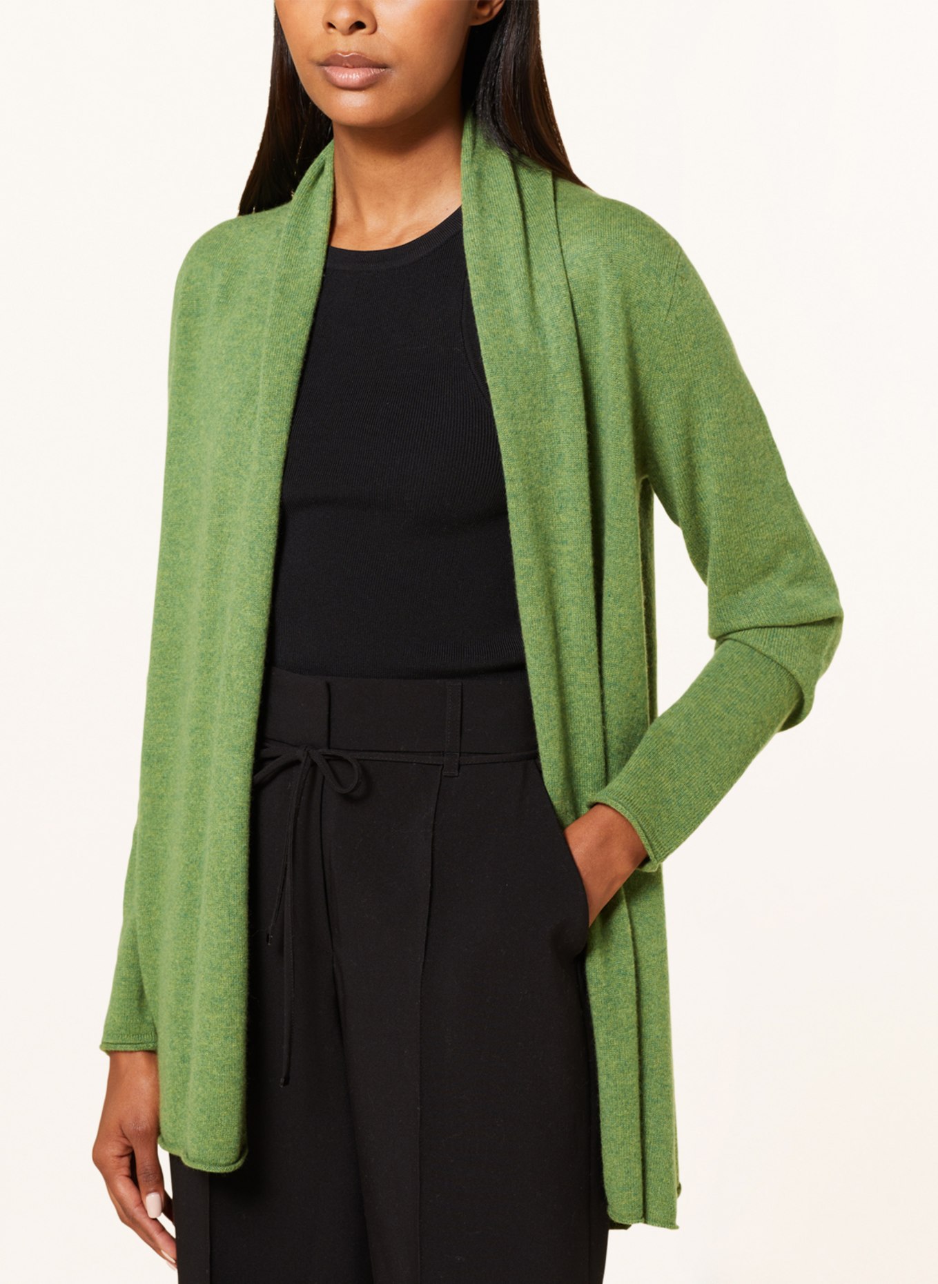 darling harbour Knit cardigan made of cashmere, Color: GREEN (Image 4)
