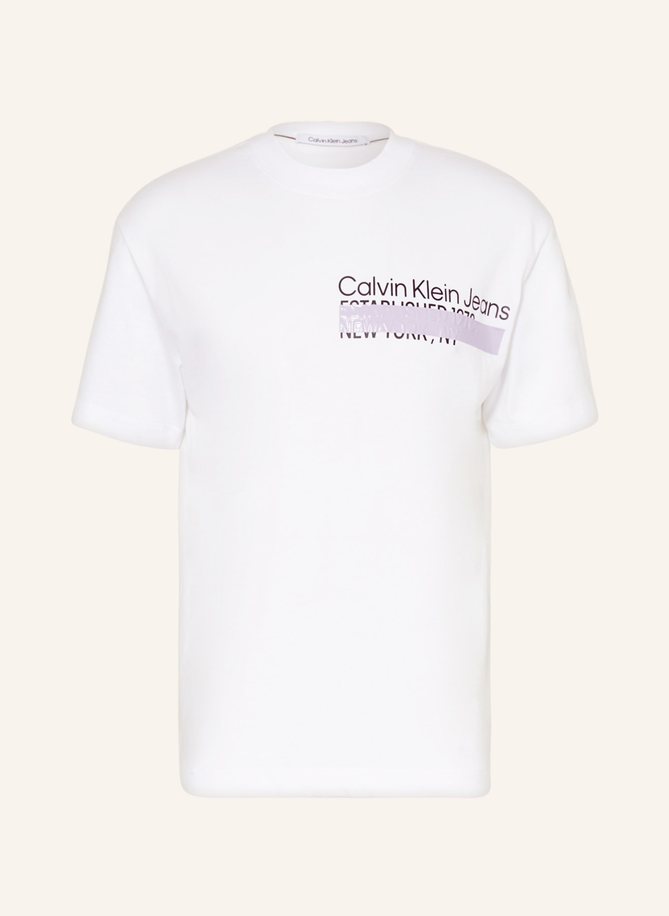 Calvin Klein Jeans T-Shirt, Farbe: WEISS/ SCHWARZ/ HELLLILA (Bild 1)