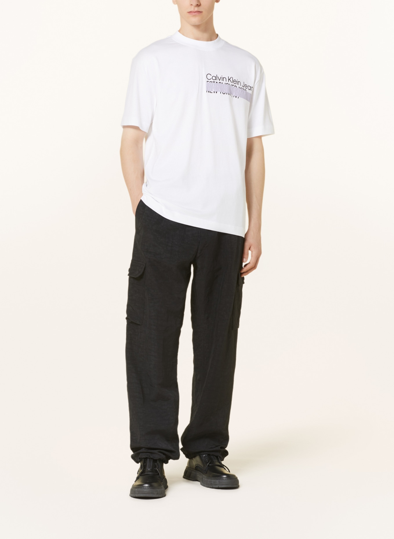 Calvin Klein Jeans T-shirt, Color: WHITE/ BLACK/ LIGHT PURPLE (Image 2)