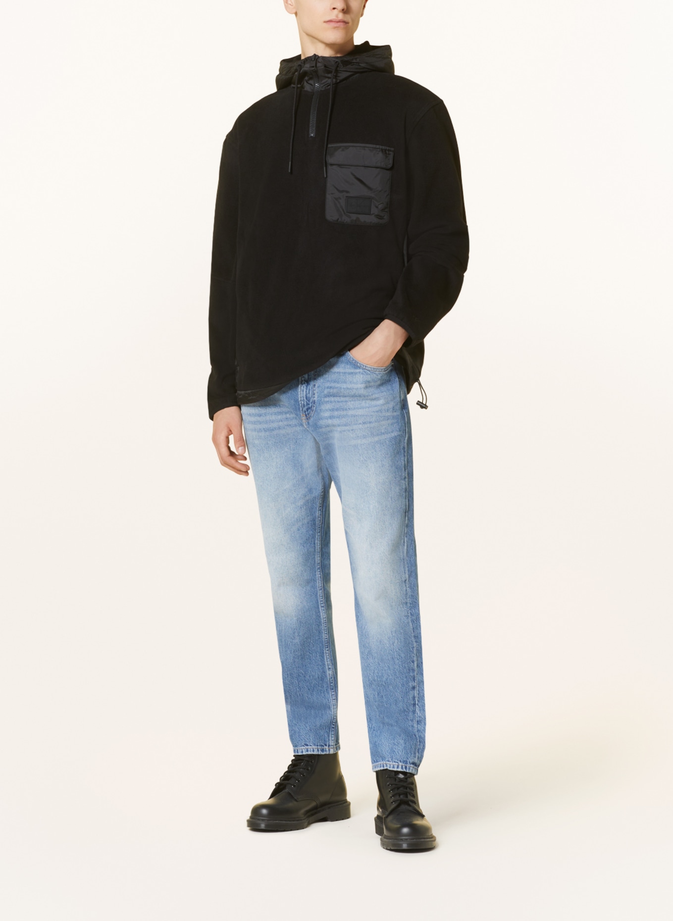 Calvin Klein Jeans Schlupfjacke im Materialmix in schwarz