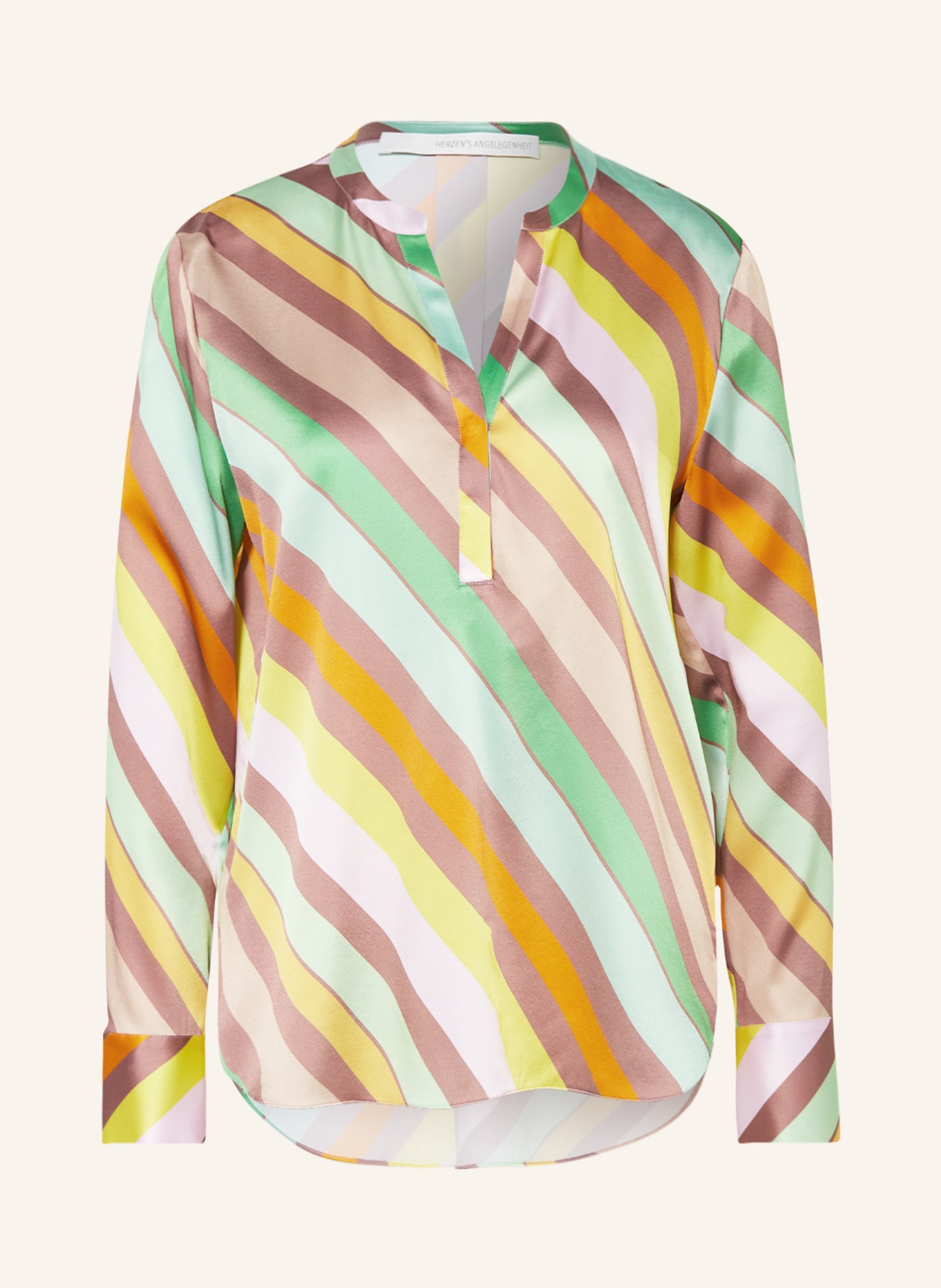 HERZEN'S ANGELEGENHEIT Shirt blouse in silk, Color: GREEN/ ORANGE/ BROWN (Image 1)