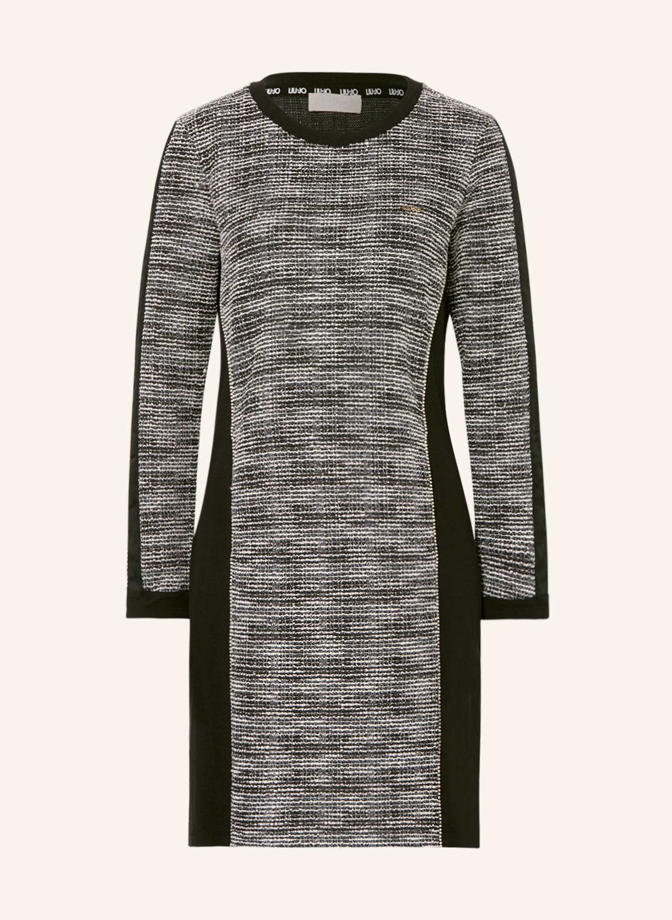 LIU JO Kleid im Materialmix mit Schmucksteinen, Farbe: SCHWARZ/ WEISS (Bild 1)