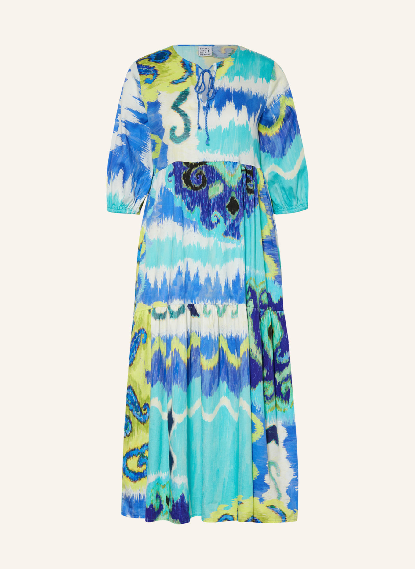 Emily VAN DEN BERGH Dress with 3/4 sleeves, Color: BLUE/ NEON YELLOW/ TURQUOISE (Image 1)