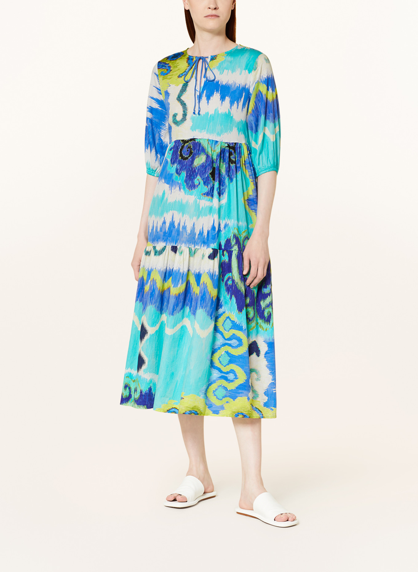 Emily VAN DEN BERGH Dress with 3/4 sleeves, Color: BLUE/ NEON YELLOW/ TURQUOISE (Image 2)
