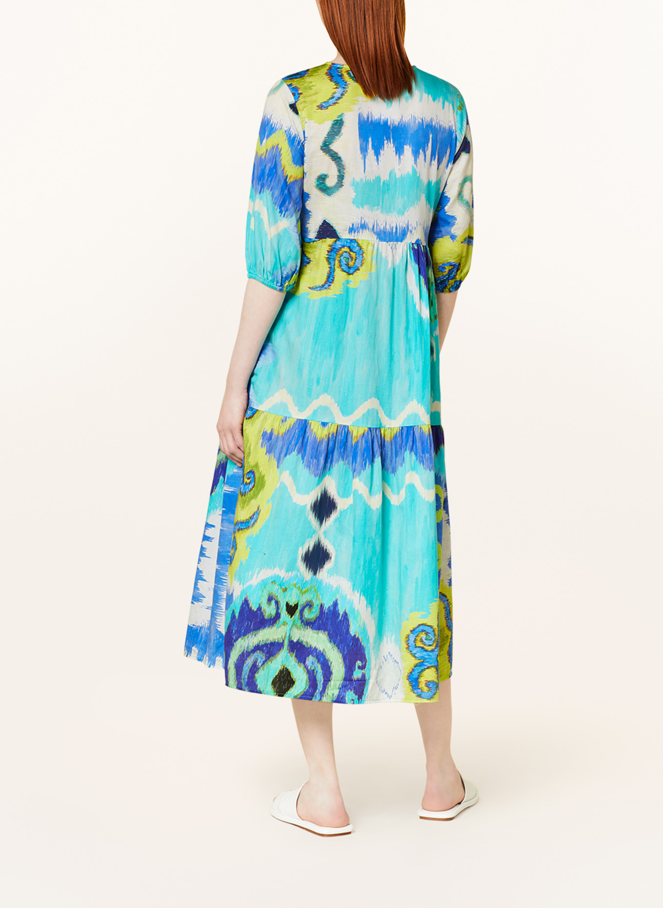 Emily VAN DEN BERGH Kleid mit 3/4-Arm, Farbe: BLAU/ NEONGELB/ TÜRKIS (Bild 3)