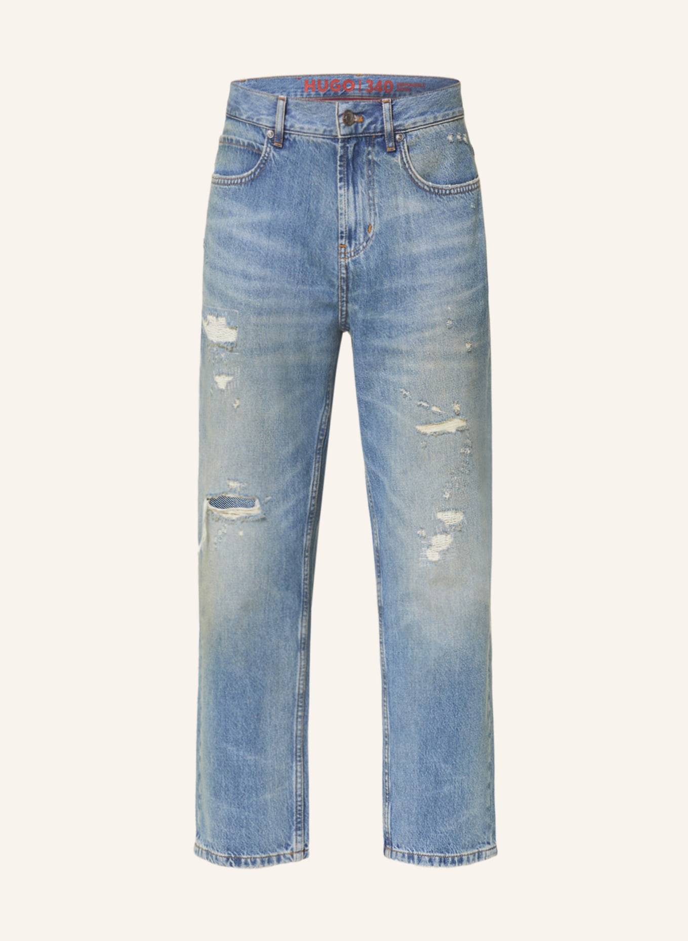 HUGO Destroyed Jeans Loose Tapered Fit, Farbe: 431 BRIGHT BLUE (Bild 1)