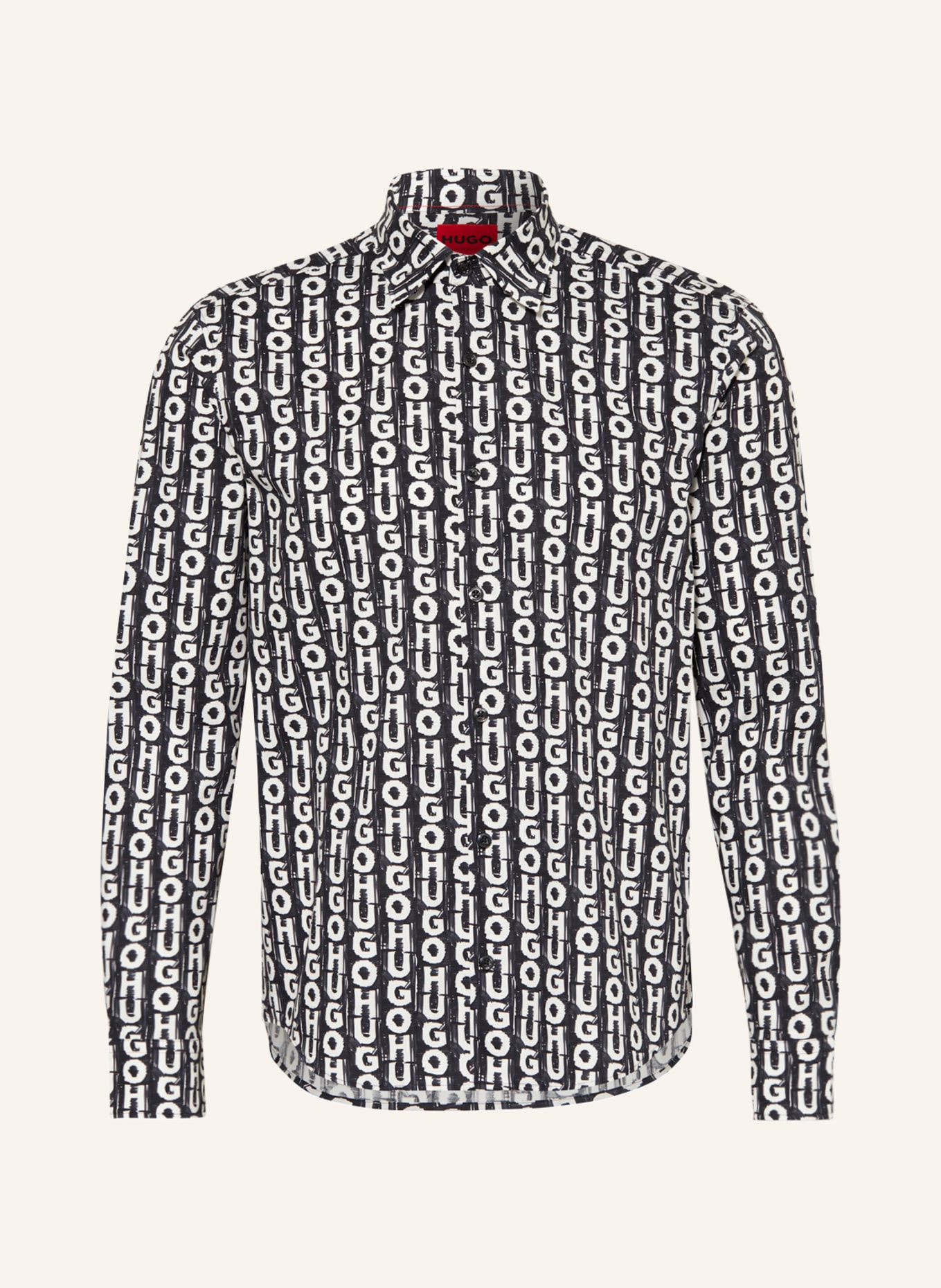 HUGO Jerseyhemd ERMO Slim Fit, Farbe: SCHWARZ/ WEISS (Bild 1)