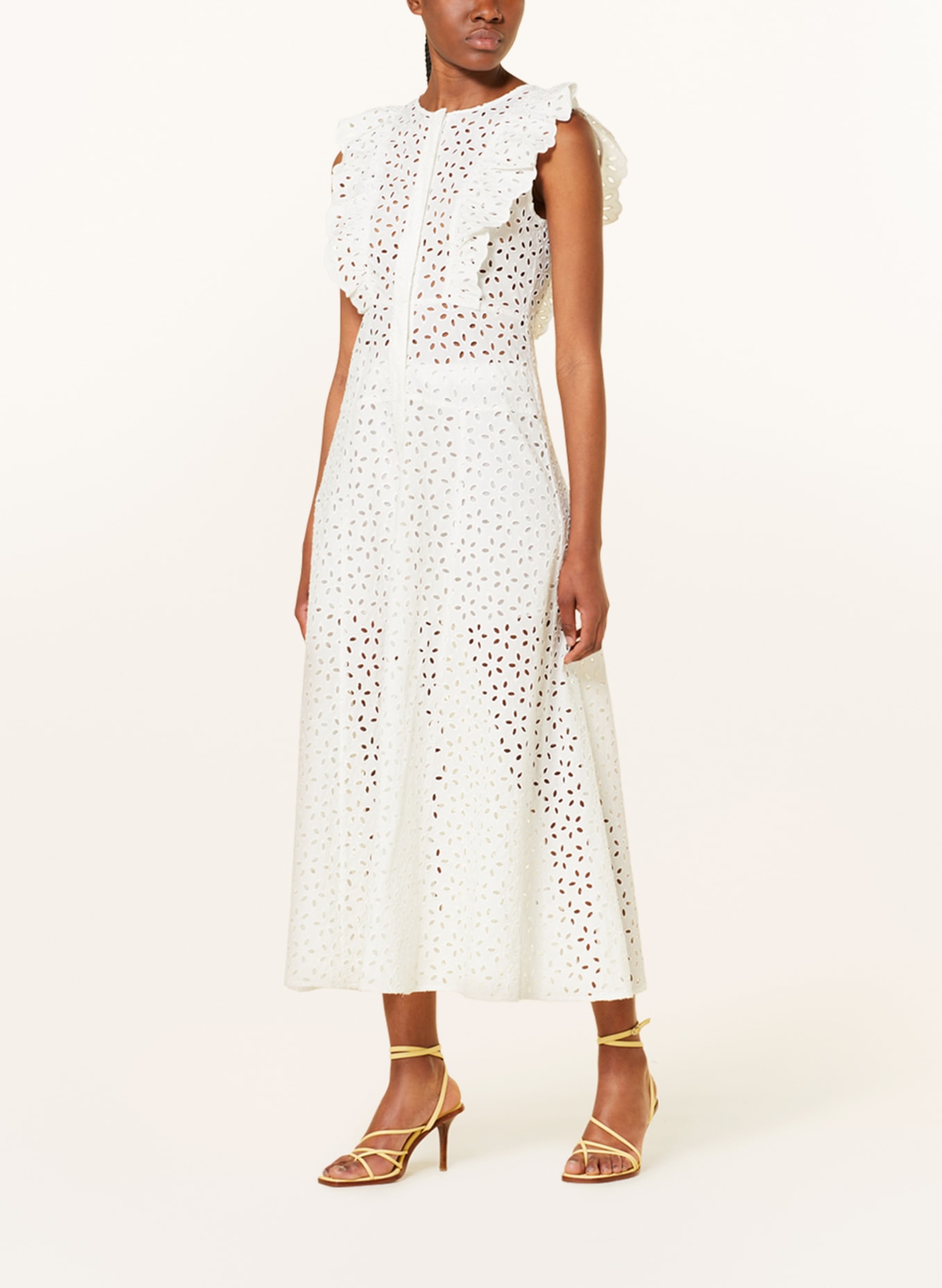 ESSENTIEL ANTWERP Shirt dress DRACTAL made of broderie anglaise, Color: WHITE (Image 2)