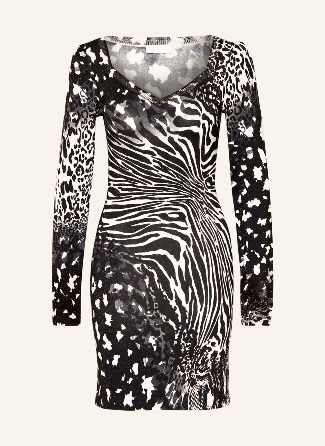 LIU JO Knit dress with glitter thread, Color: BLACK/ CREAM/ GRAY (Image 1)