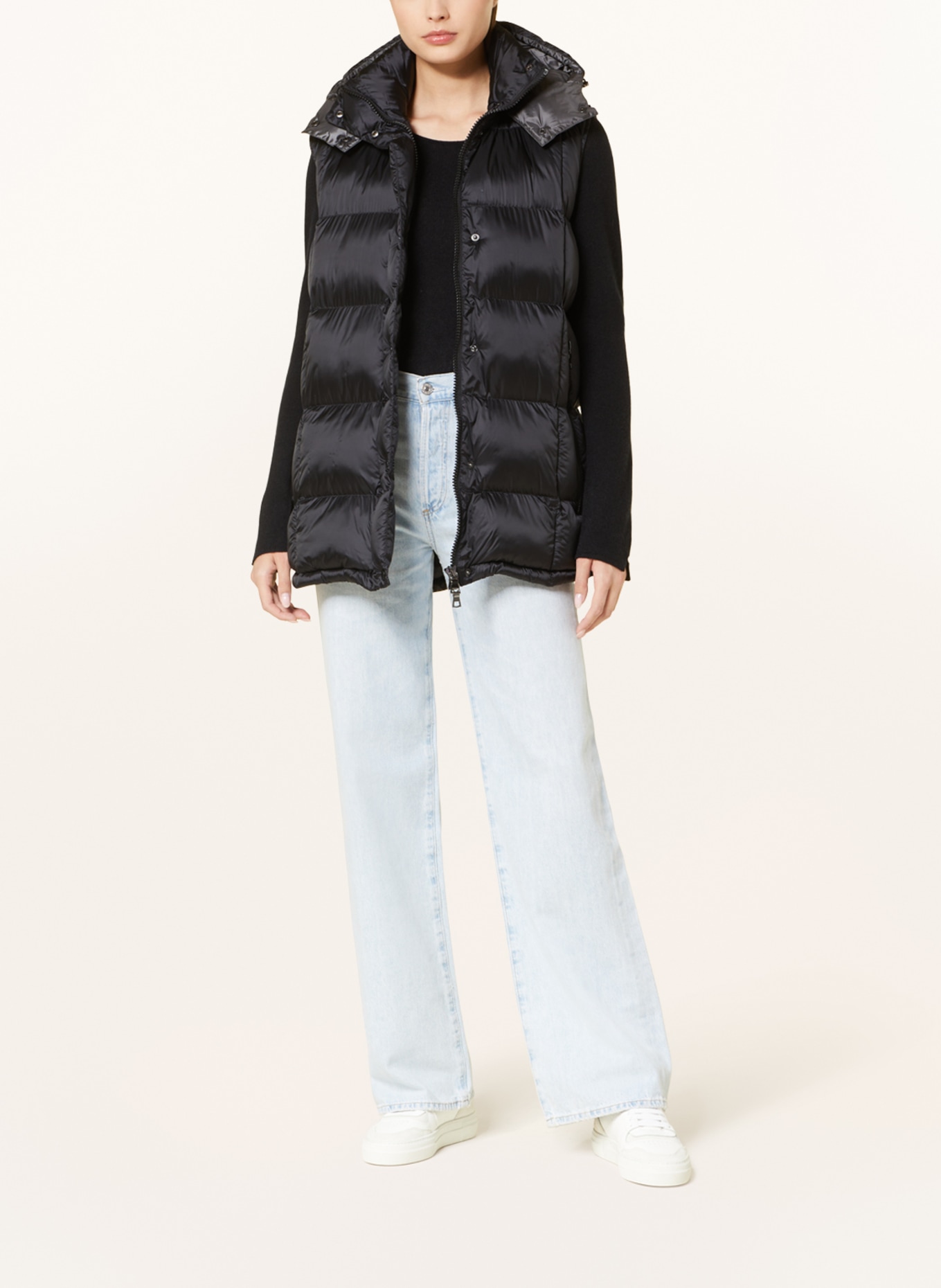 No.1 Como Quilted vest MILLIE WE with detachable hood, Color: BLACK (Image 2)