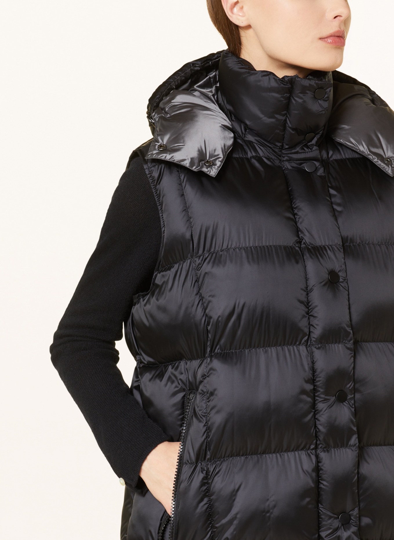 No.1 Como Quilted vest MILLIE WE with detachable hood, Color: BLACK (Image 5)