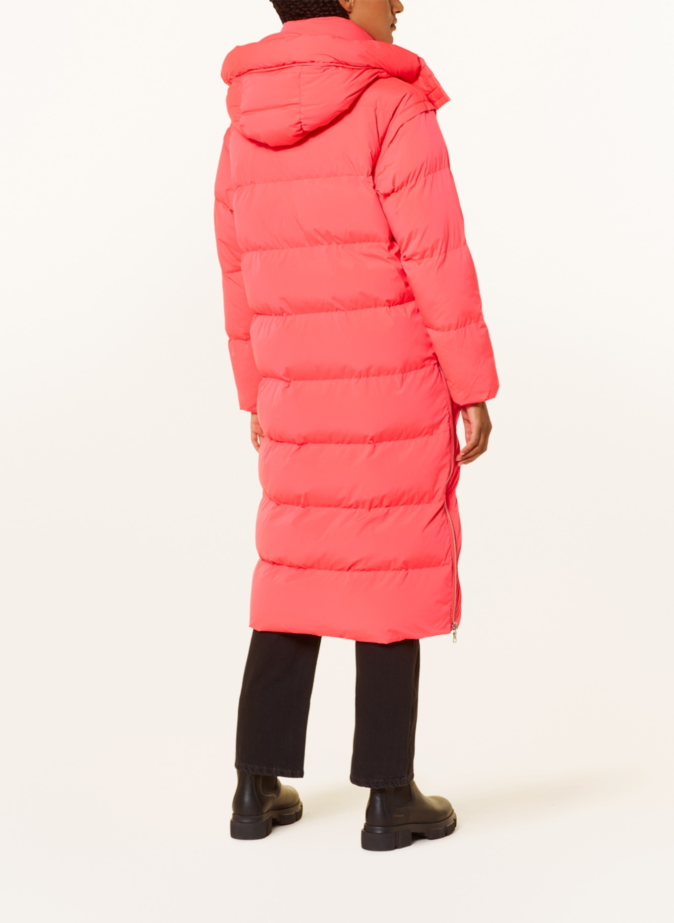 BLONDE No.8 Quilted coat LOUISE with removable hood and sleeves, Color: NEON ORANGE (Image 4)