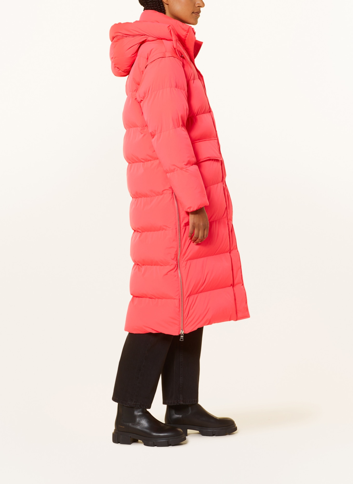 BLONDE No.8 Prošívaný kabát LOUISE s odnímatelnou kapucí a rukávy, Barva: NEONOVĚ ORANŽOVÁ (Obrázek 5)