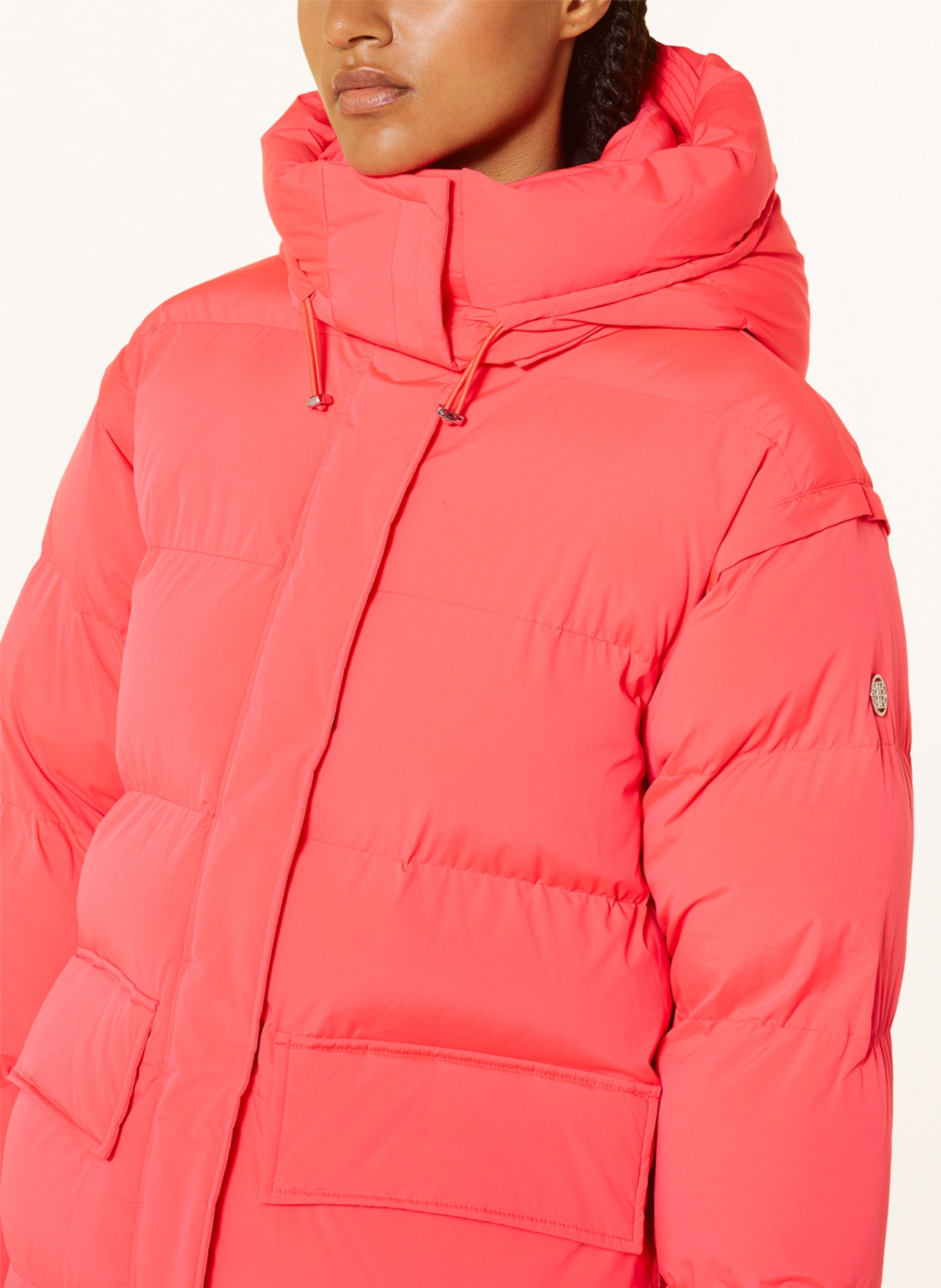 BLONDE No.8 Prošívaný kabát LOUISE s odnímatelnou kapucí a rukávy, Barva: NEONOVĚ ORANŽOVÁ (Obrázek 6)