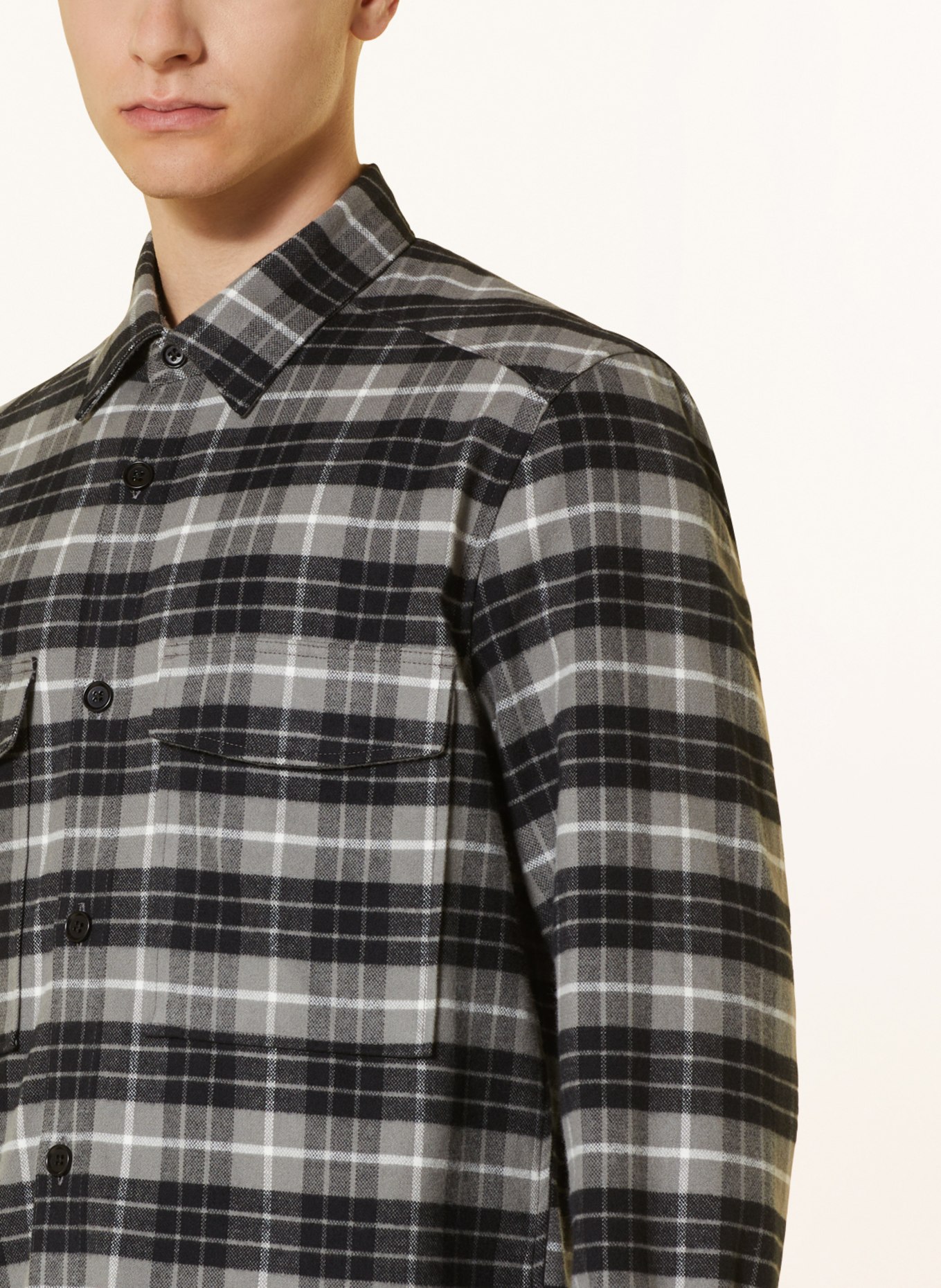 DRYKORN Flannel shirt GUNRAY comfort fit, Color: GRAY/ BLACK/ WHITE (Image 4)