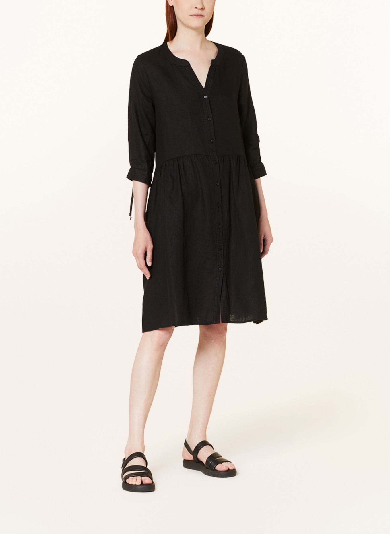 Smith & Soul Shirt dress made of linen with 3/4 sleeves, Color: BLACK (Image 2)