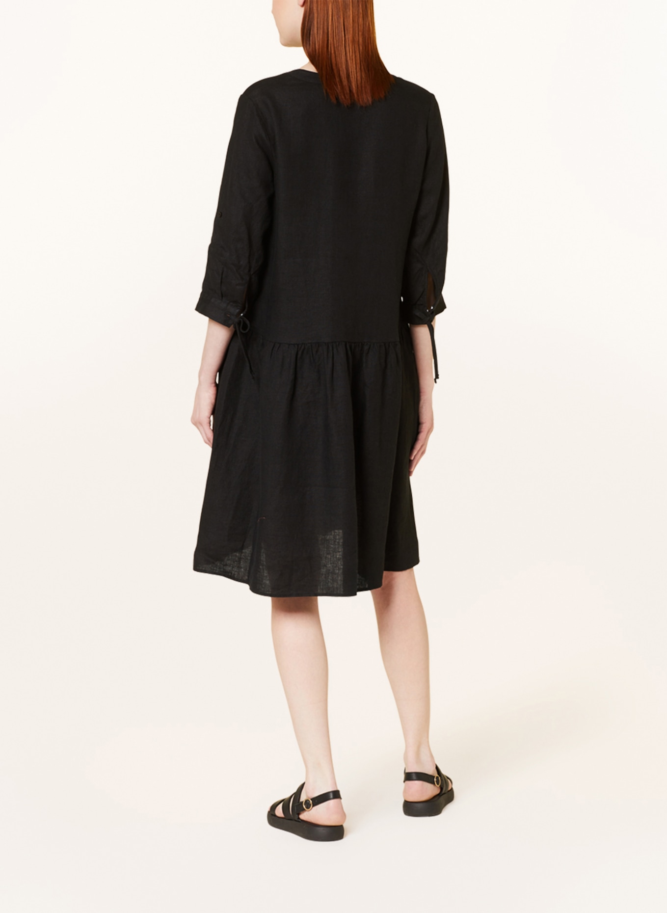 Smith & Soul Shirt dress made of linen with 3/4 sleeves, Color: BLACK (Image 3)