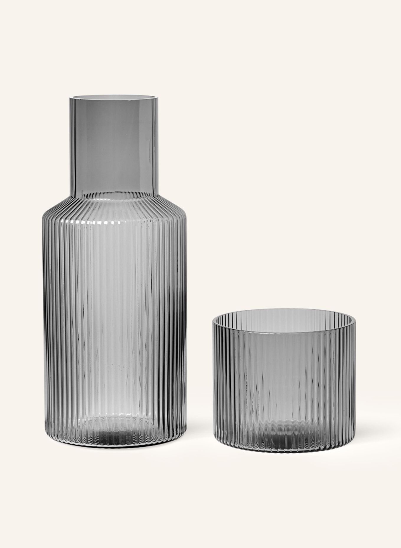 Ferm LIVING Set RIPPLE: Carafe and drinking glass, Color: GRAY (Image 2)
