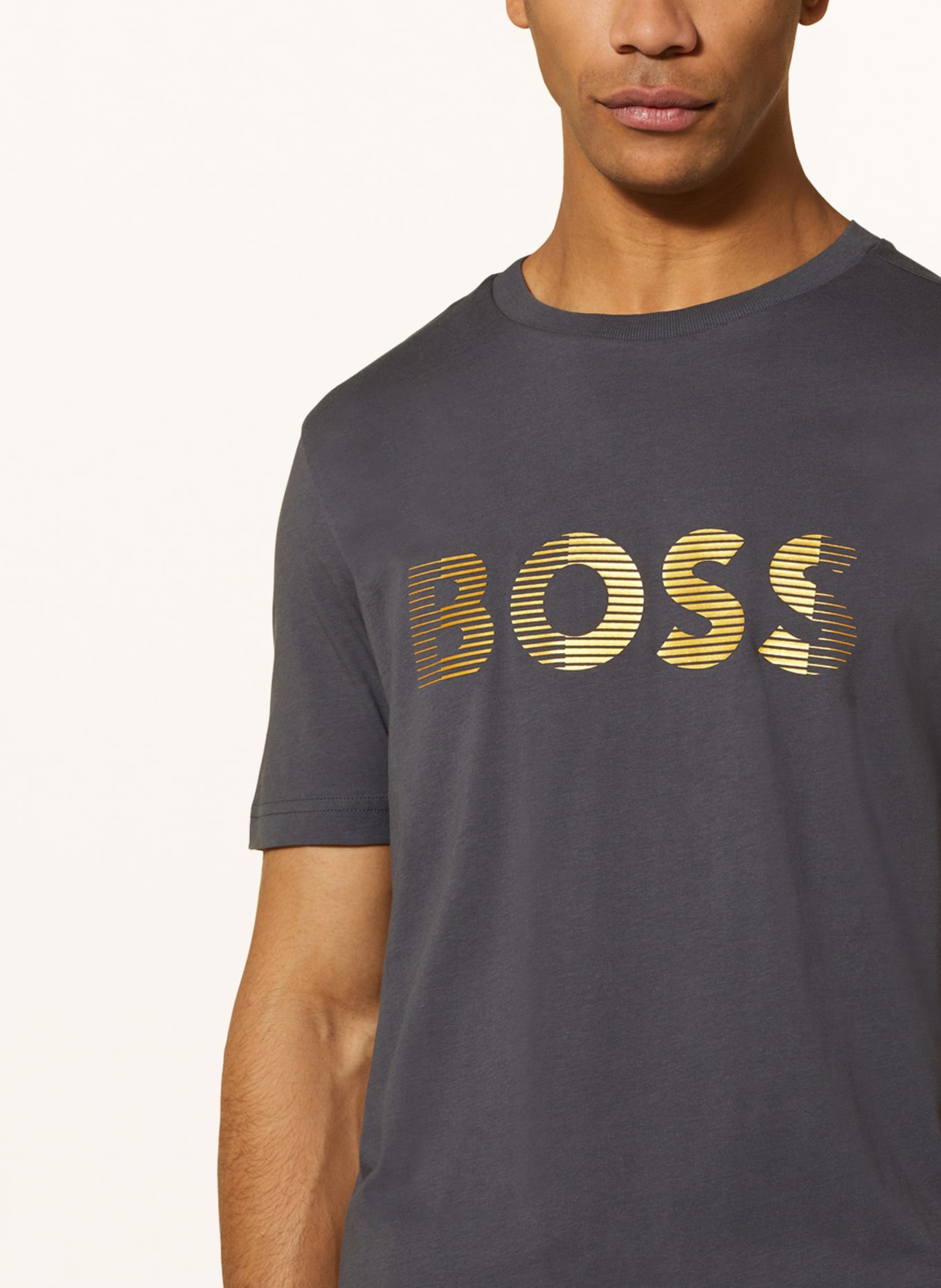 BOSS T-Shirt, Farbe: DUNKELGRAU/ GOLD (Bild 4)