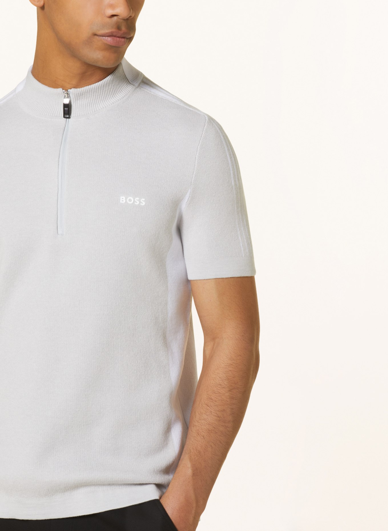BOSS Knitted polo shirt ZINOS regular fit, Color: LIGHT GRAY (Image 4)