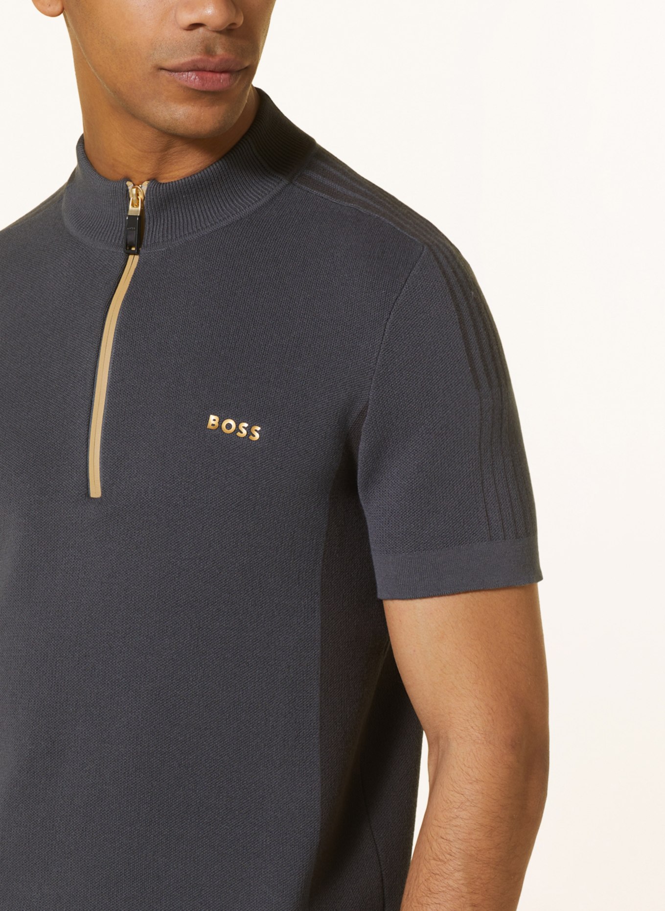 BOSS Strick-Poloshirt ZINOS Regular Fit, Farbe: DUNKELGRAU (Bild 4)