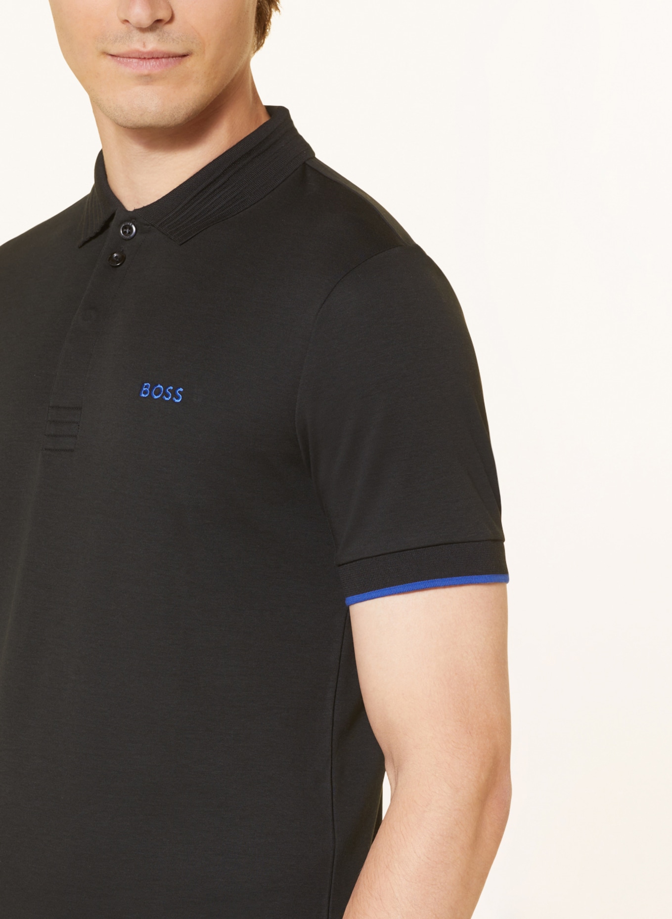 BOSS Jersey polo shirt PAULE slim fit, Color: BLACK (Image 4)
