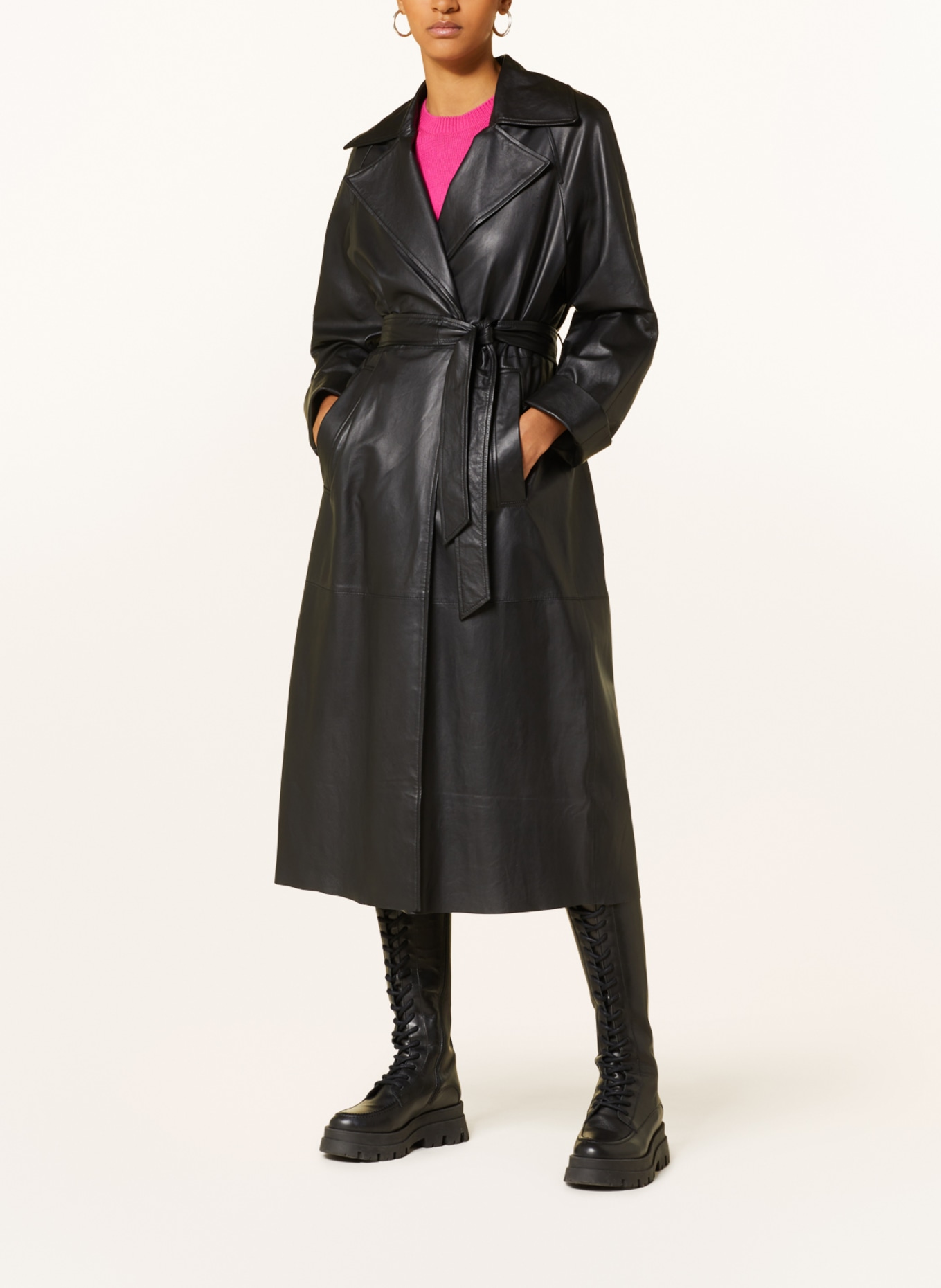 RIANI Trench coat made of leather, Color: BLACK (Image 2)