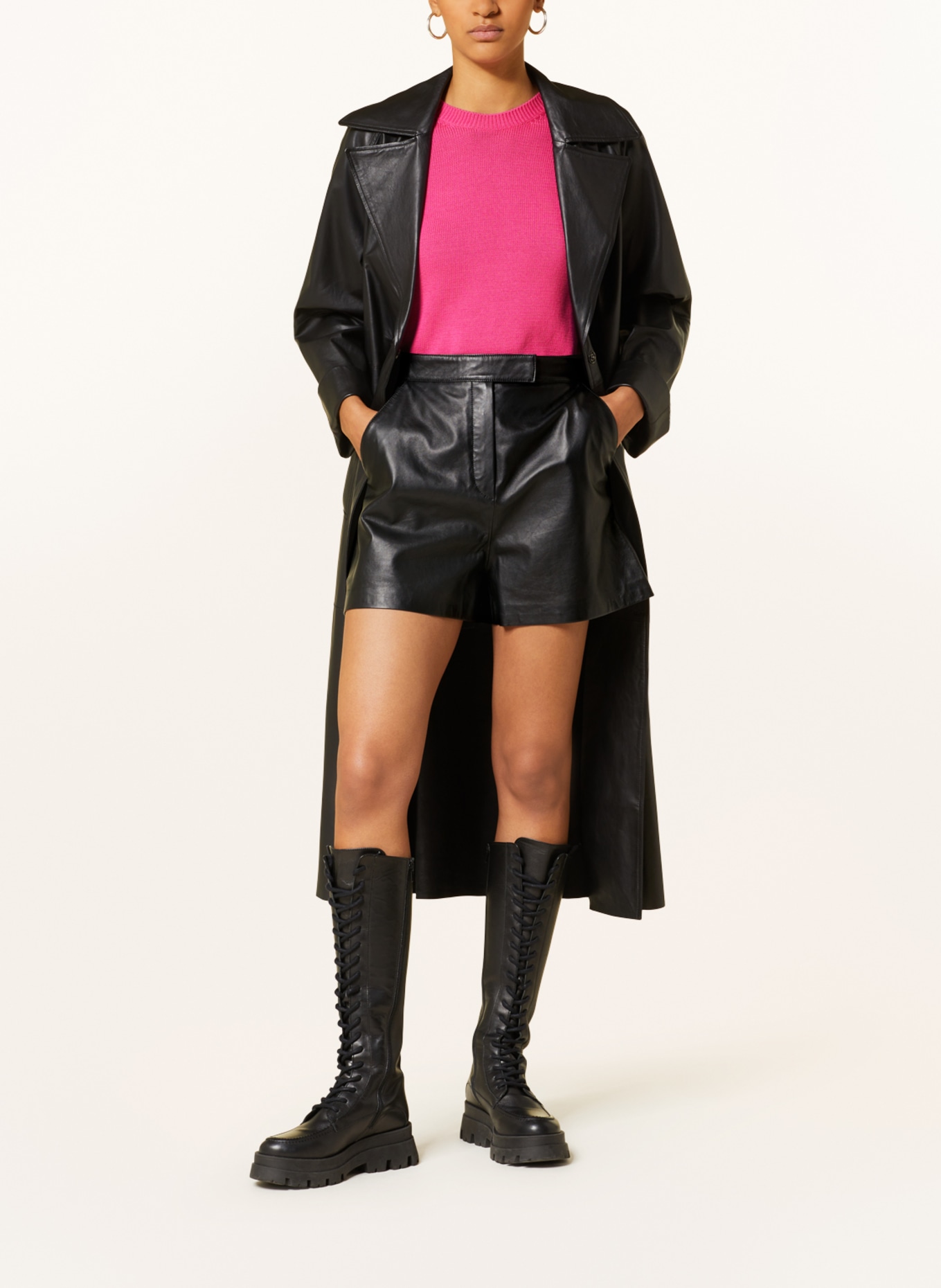 RIANI Leather shorts, Color: BLACK (Image 2)