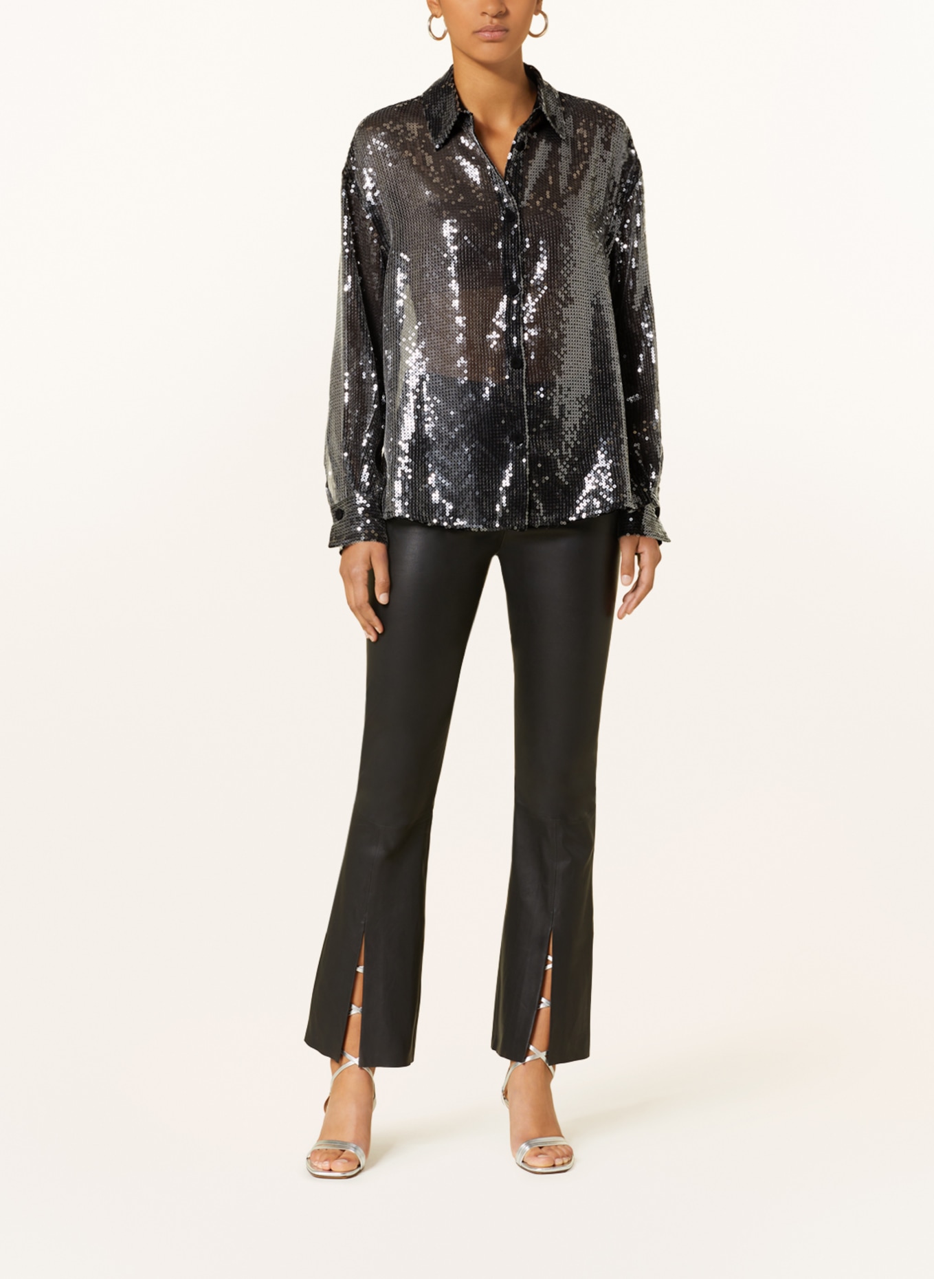 RIANI Shirt blouse with sequins, Color: DARK GRAY (Image 2)