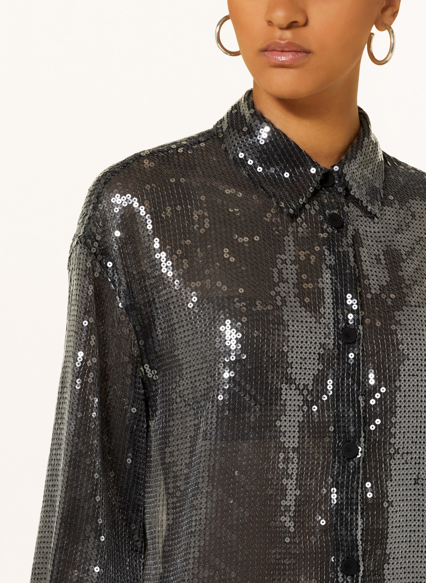 RIANI Shirt blouse with sequins, Color: DARK GRAY (Image 4)