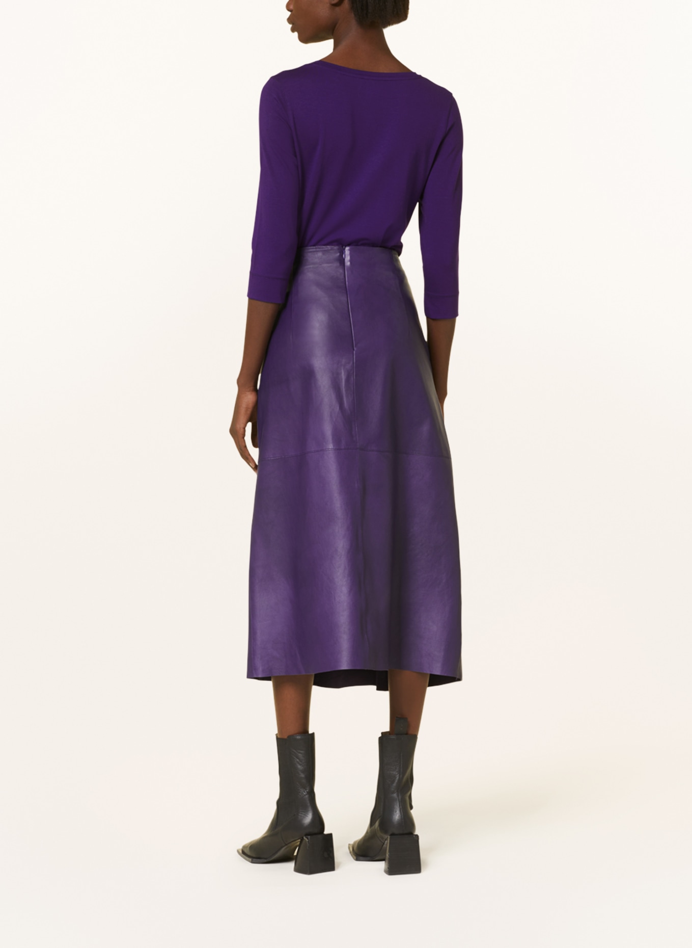 RIANI Leather skirt, Color: DARK PURPLE (Image 3)