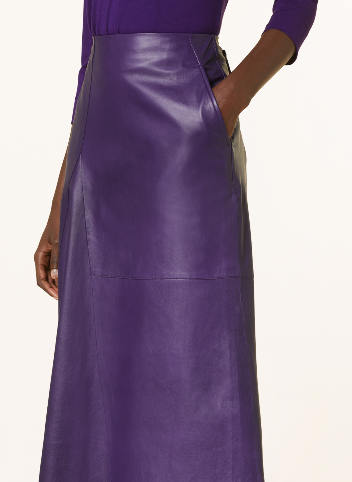 RIANI Leather skirt, Color: DARK PURPLE (Image 4)