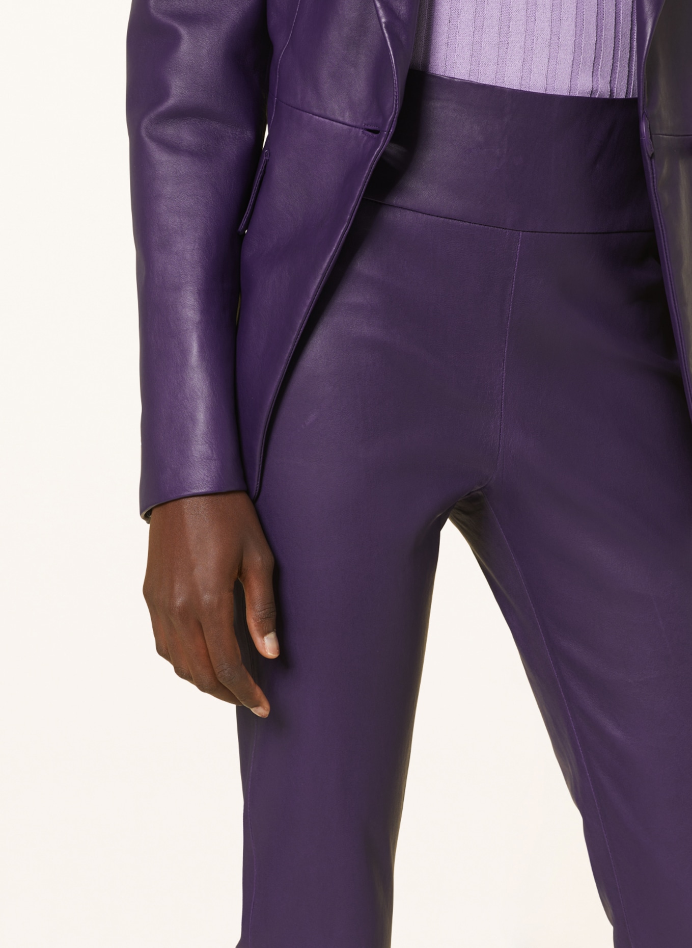 RIANI Kožené kalhoty, Barva: TMAVĚ FIALOVÁ (Obrázek 5)