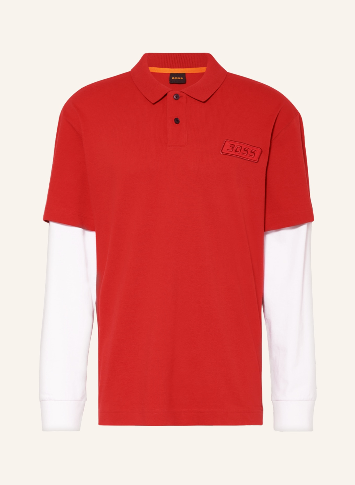 BOSS Polo shirt PERACE relaxed fit in a material mix, Color: RED/ WHITE (Image 1)