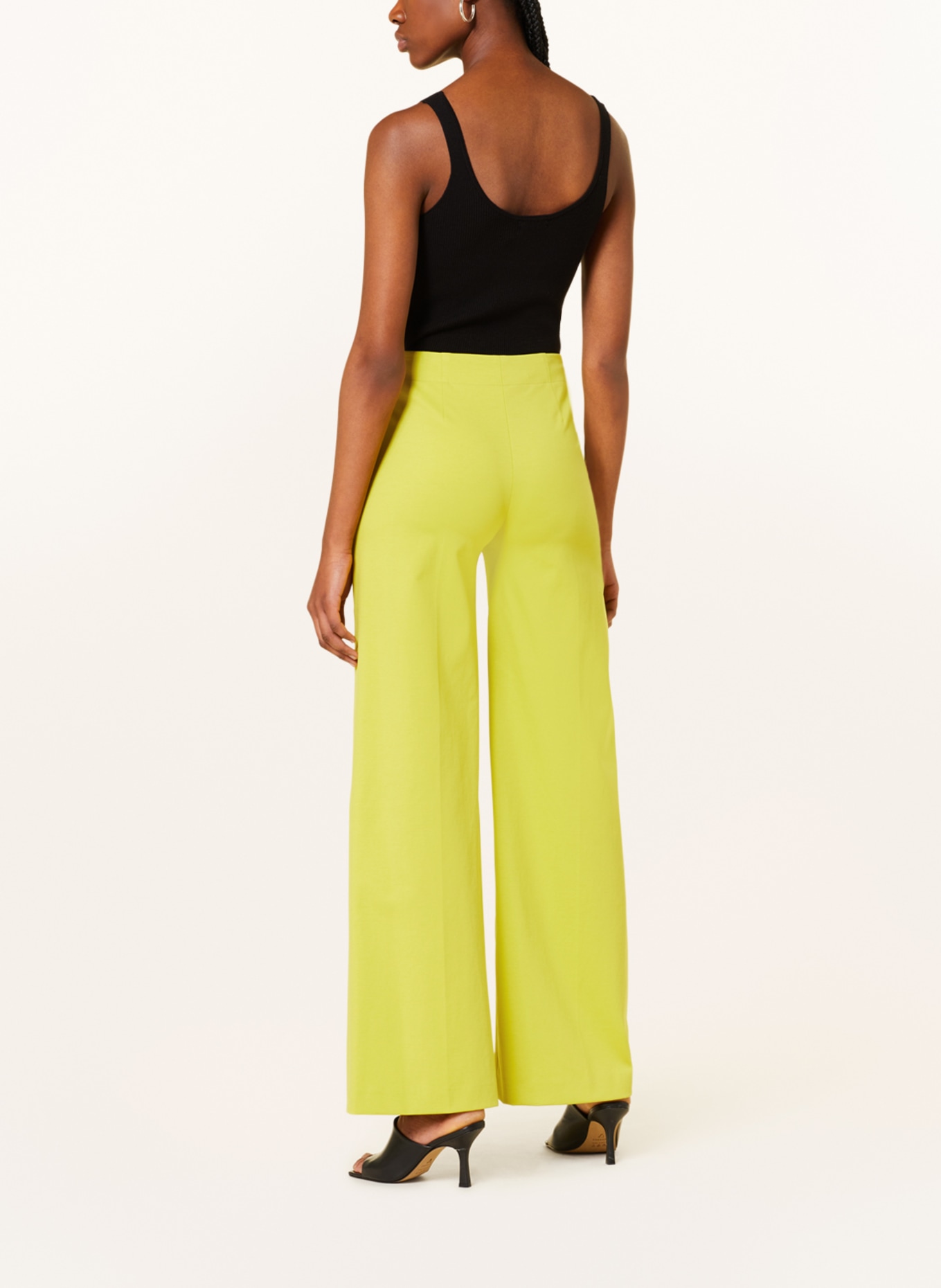 DRYKORN Wide leg trousers BEFORE in jersey, Color: YELLOW (Image 3)