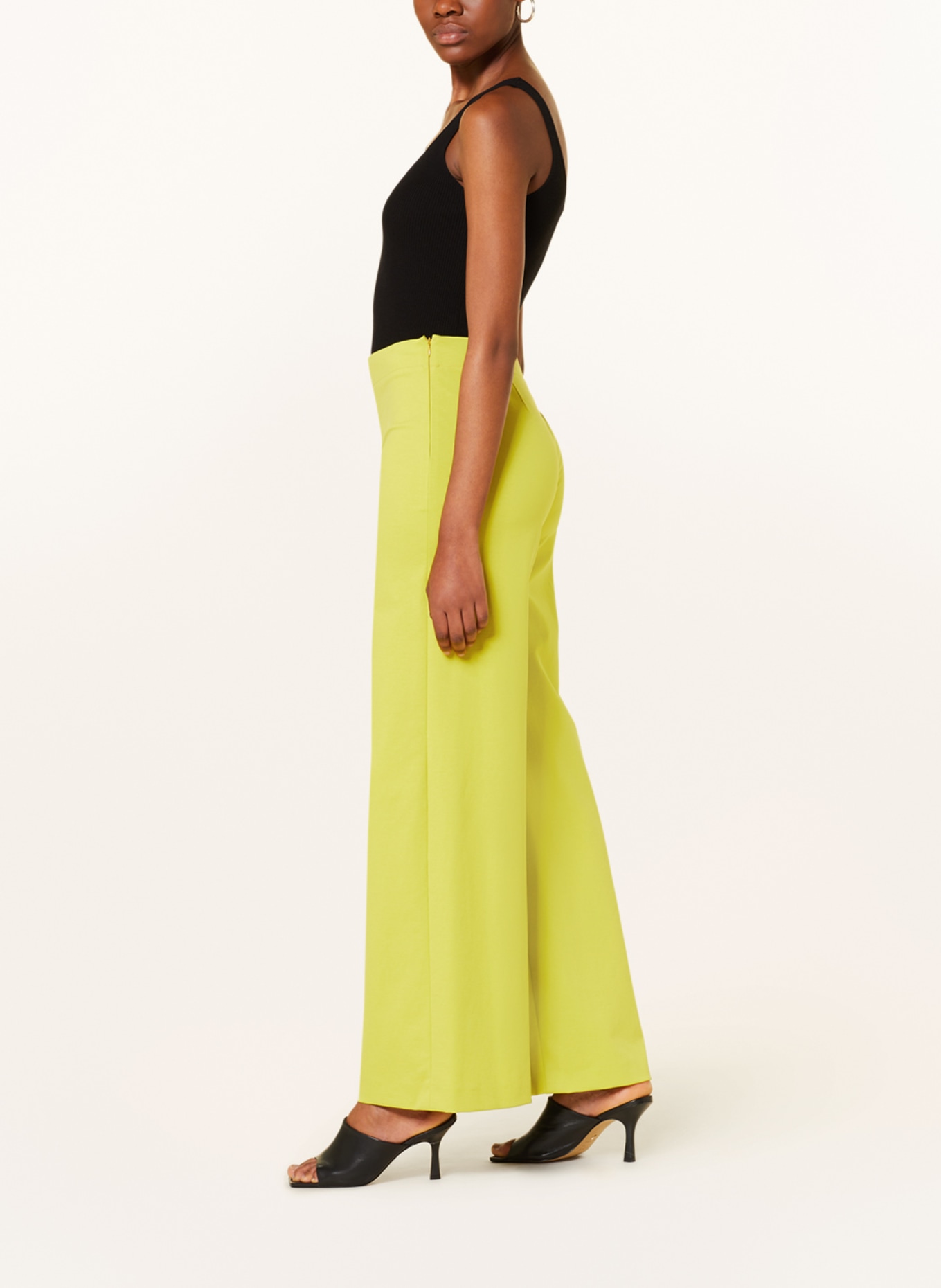 DRYKORN Wide leg trousers BEFORE in jersey, Color: YELLOW (Image 4)