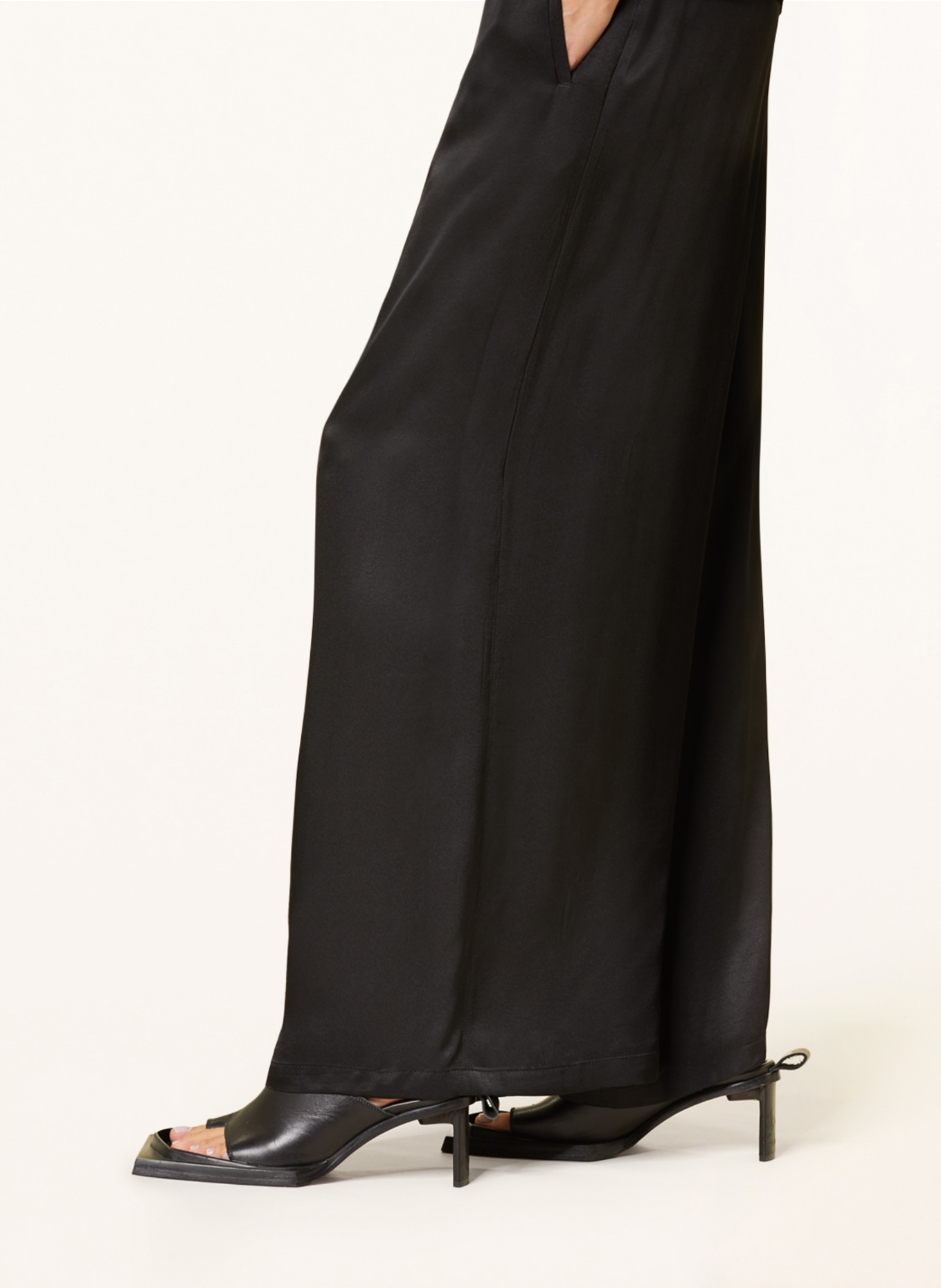 DRYKORN Wide leg trousers CEILING in satin, Color: BLACK (Image 5)