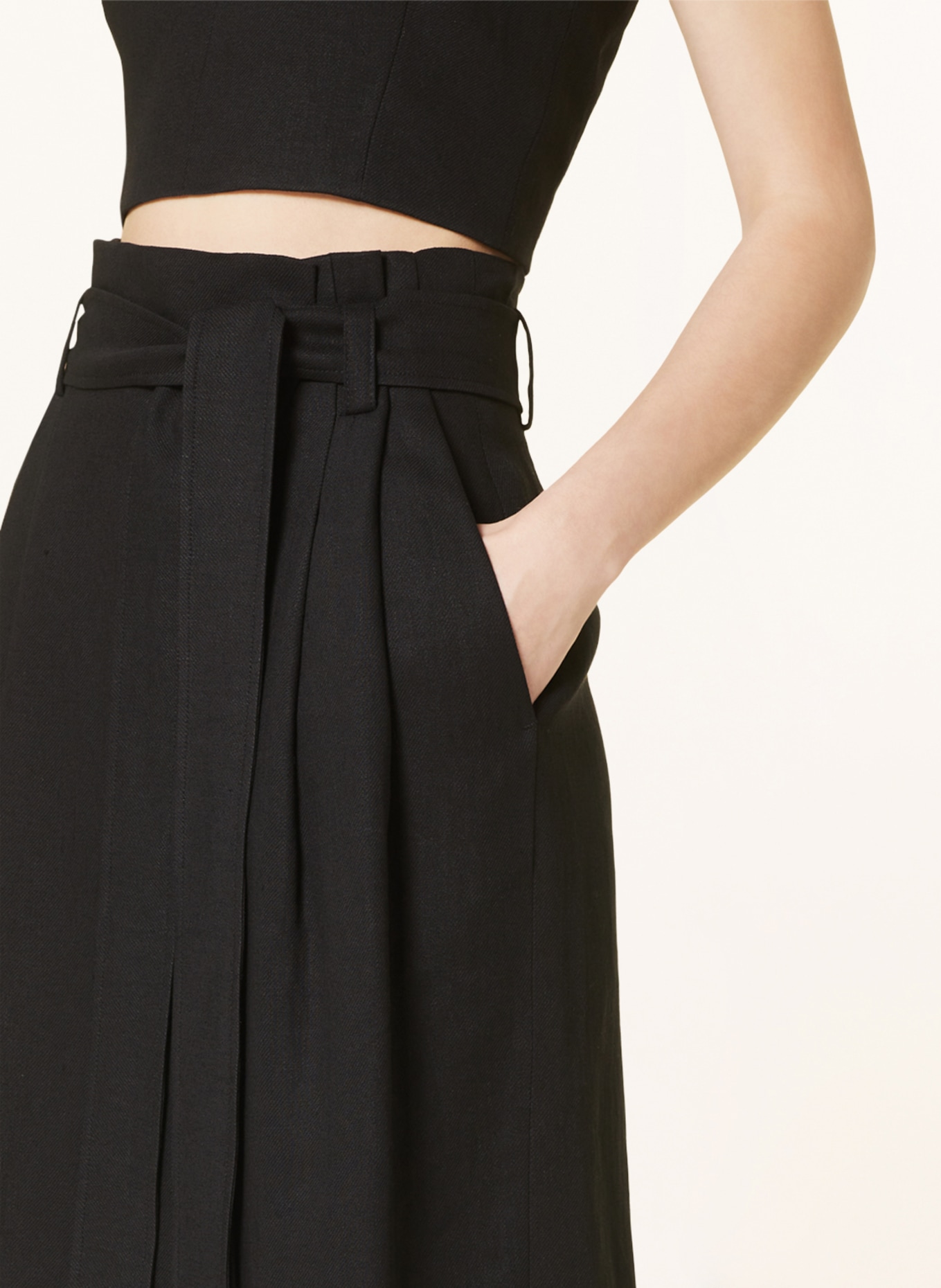 DRYKORN Wrap skirt TAFFI with linen, Color: BLACK (Image 4)