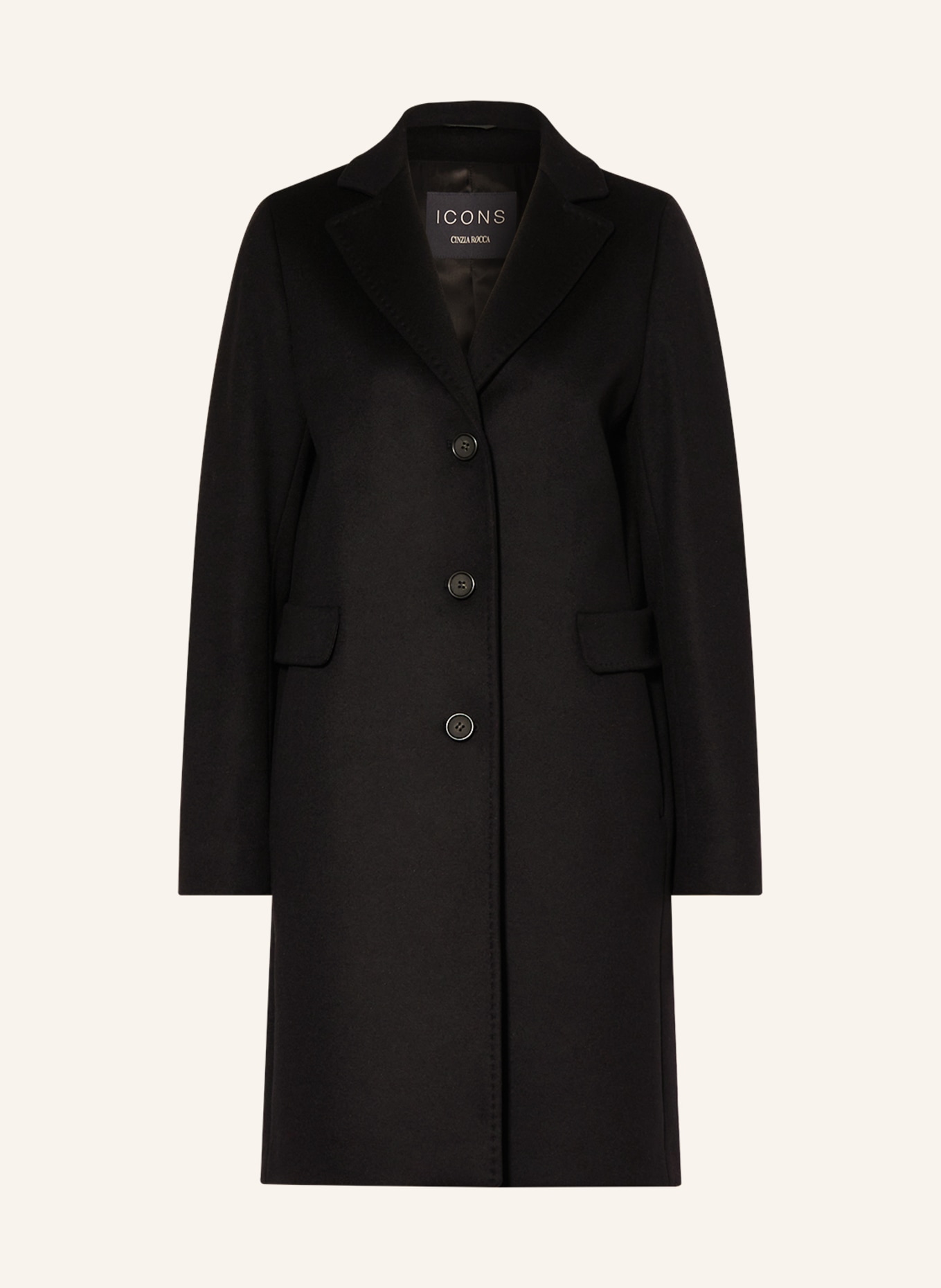 ICONS CINZIA ROCCA Wool coat, Color: BLACK (Image 1)