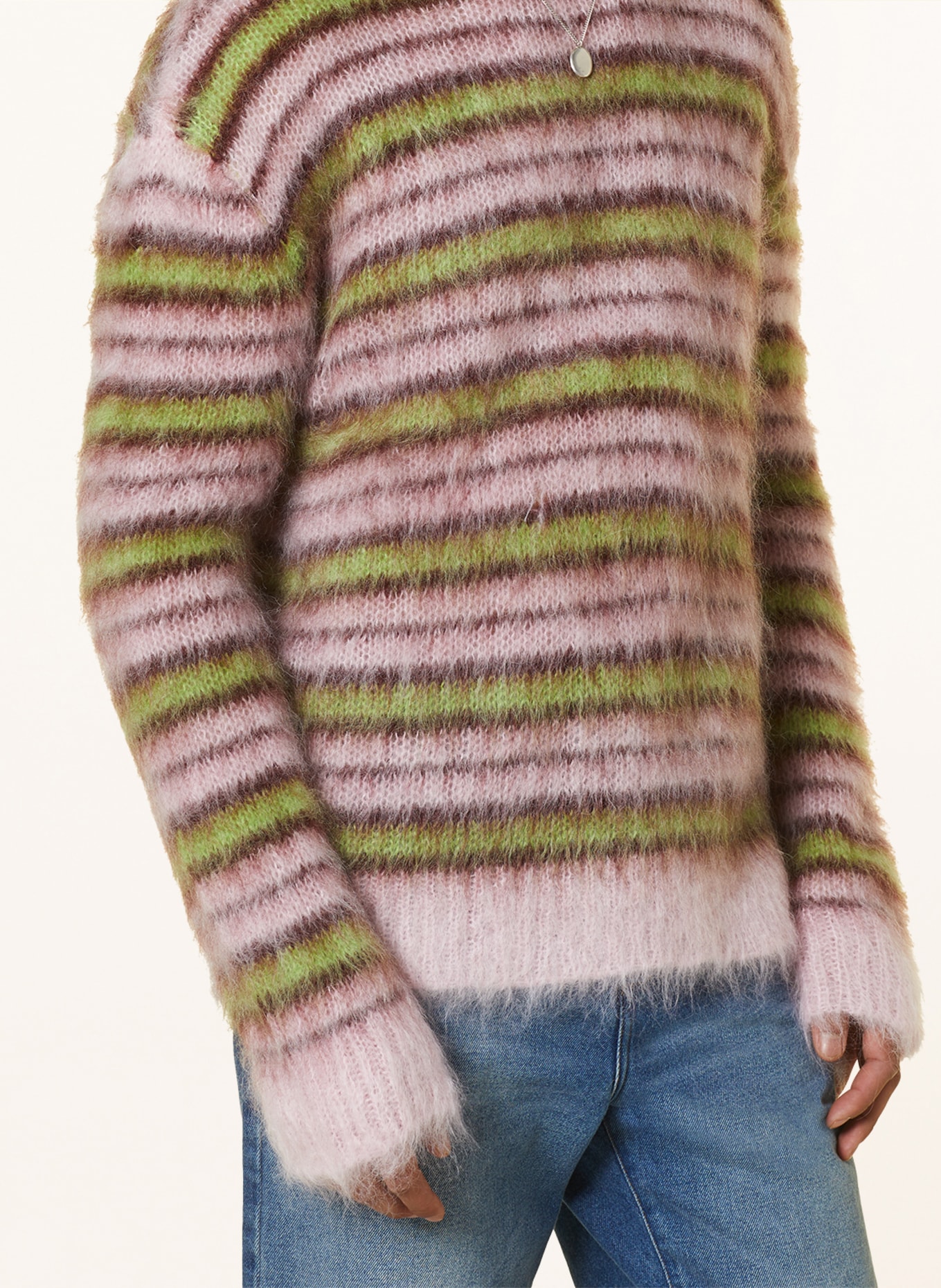 MARNI Sweter z dodatkiem moheru, Kolor: BLADORÓŻOWY/ ZIELONY (Obrazek 4)