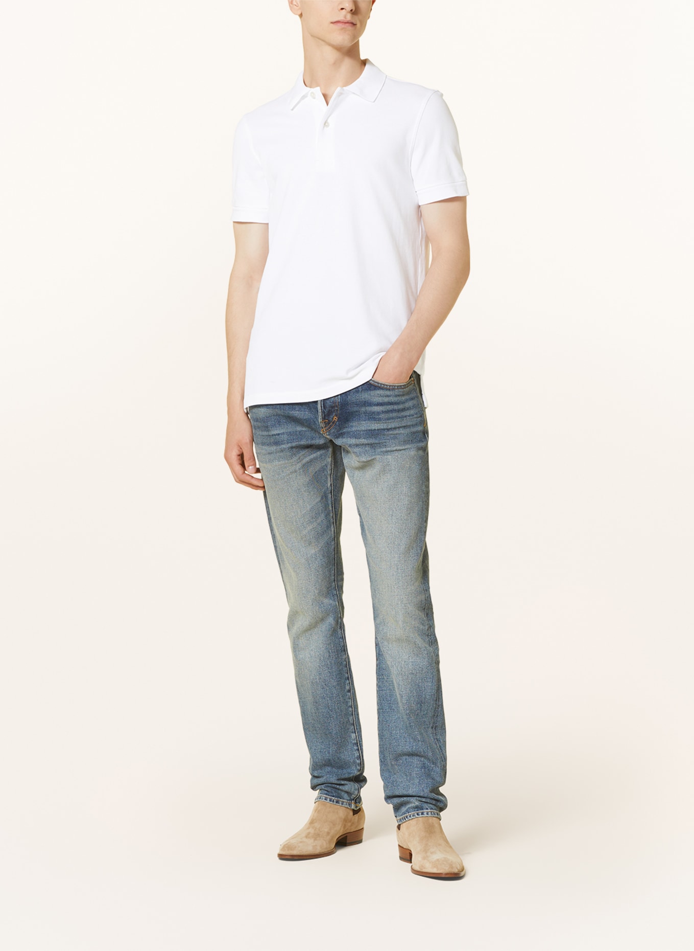 TOM FORD Piqué polo shirt, Color: WHITE (Image 2)
