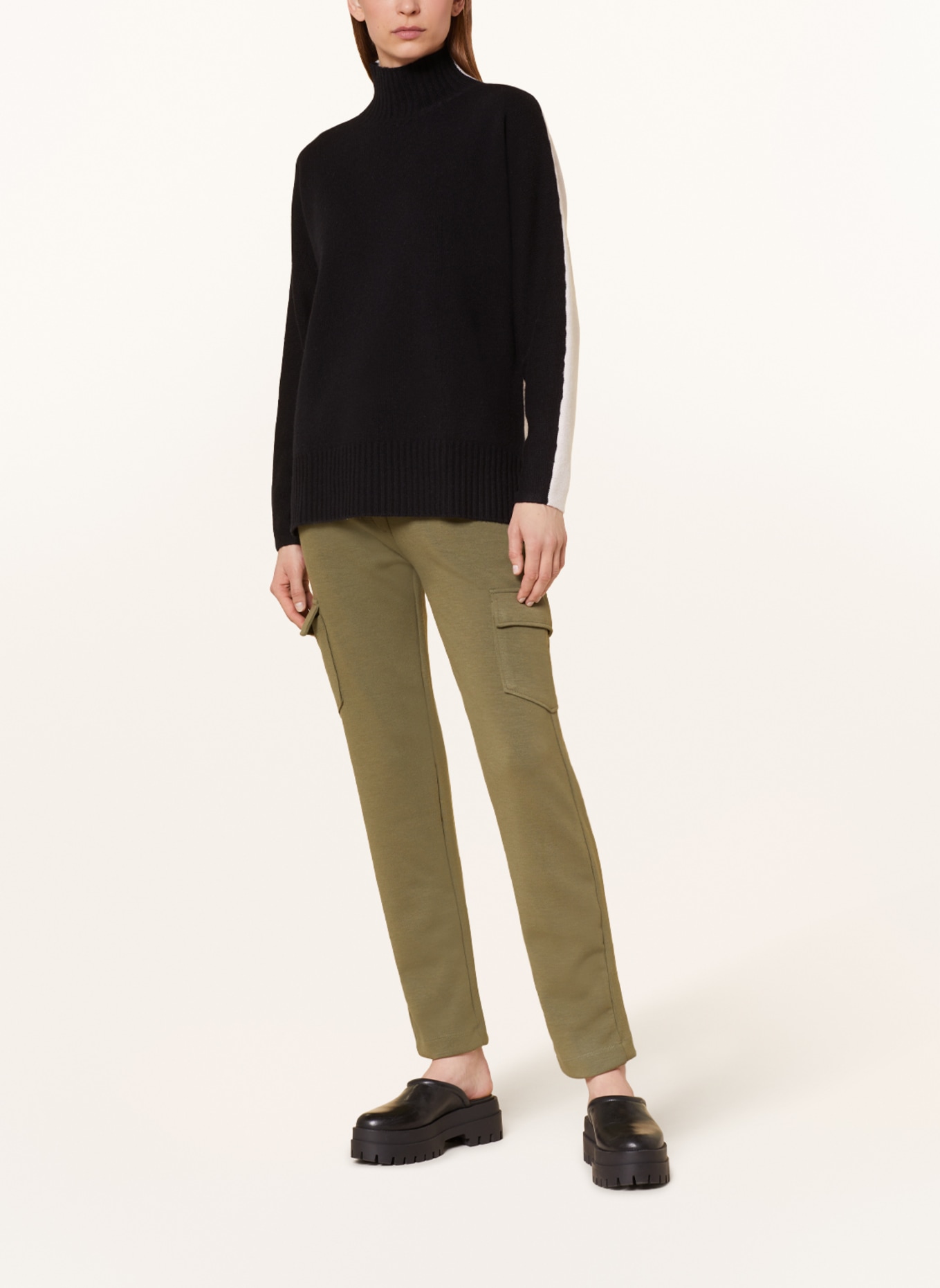 darling harbour Sweater with cashmere, Color: BLACK/ ECRU (Image 2)