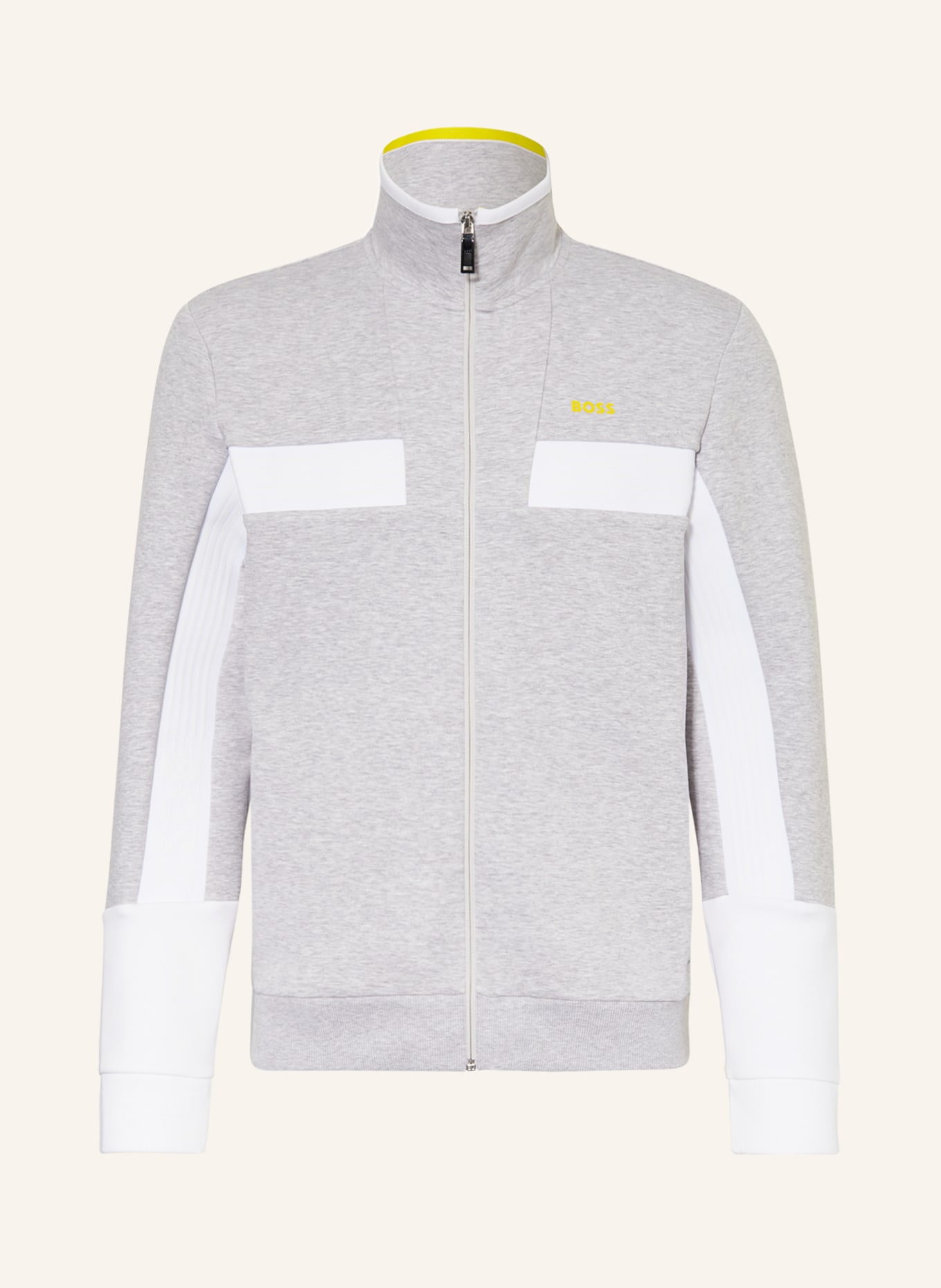 BOSS Sweat jacket SKAZ, Color: LIGHT GRAY/ WHITE (Image 1)