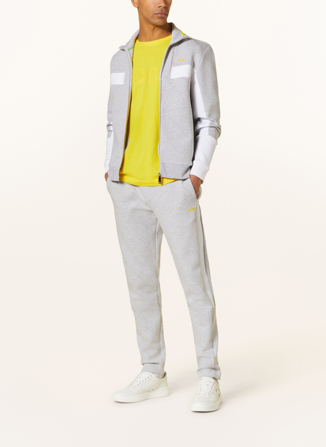 BOSS Sweat jacket SKAZ, Color: LIGHT GRAY/ WHITE (Image 2)