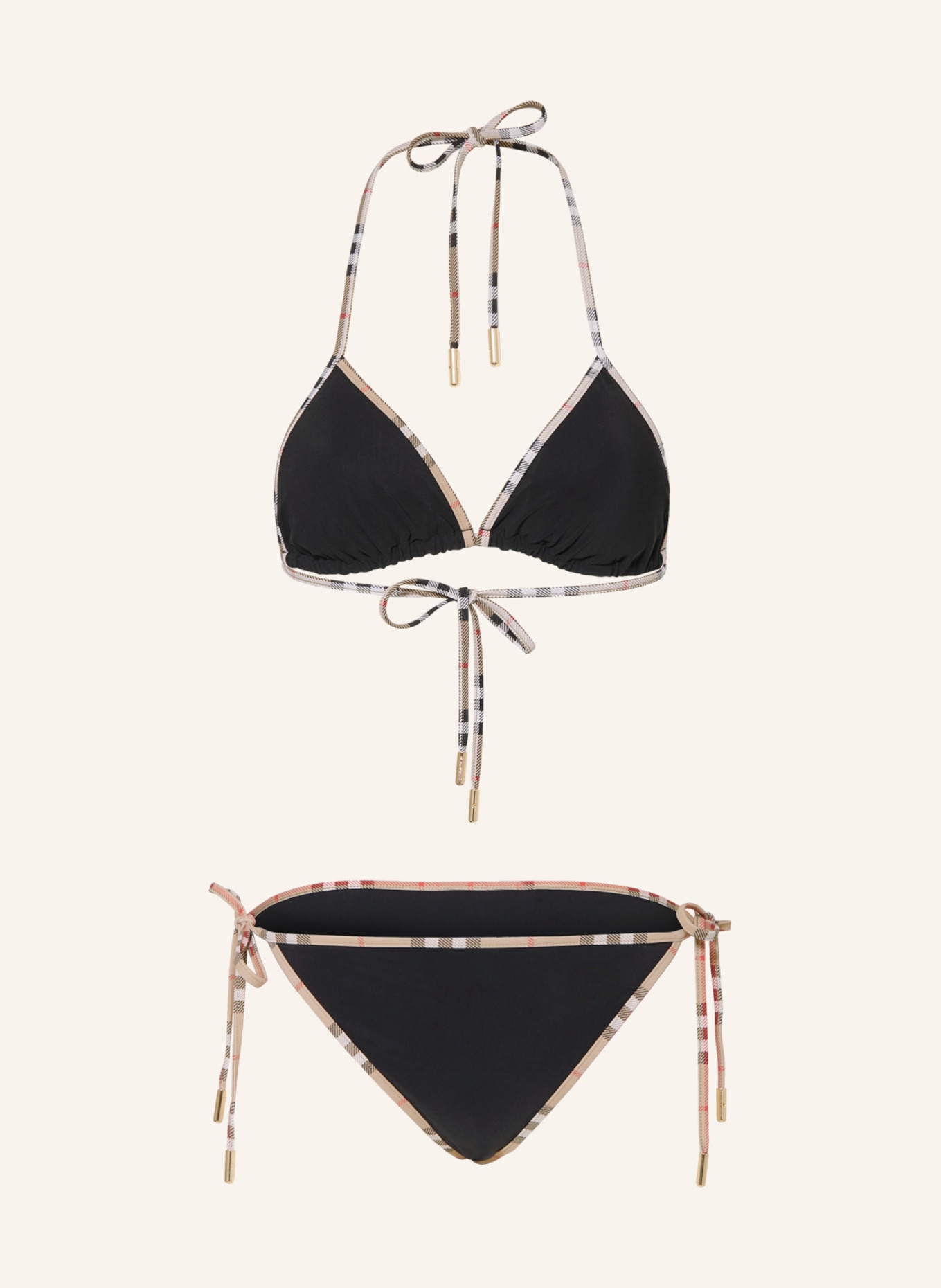BURBERRY Triangel-Bikini, Farbe: SCHWARZ/ BEIGE/ ROT (Bild 1)